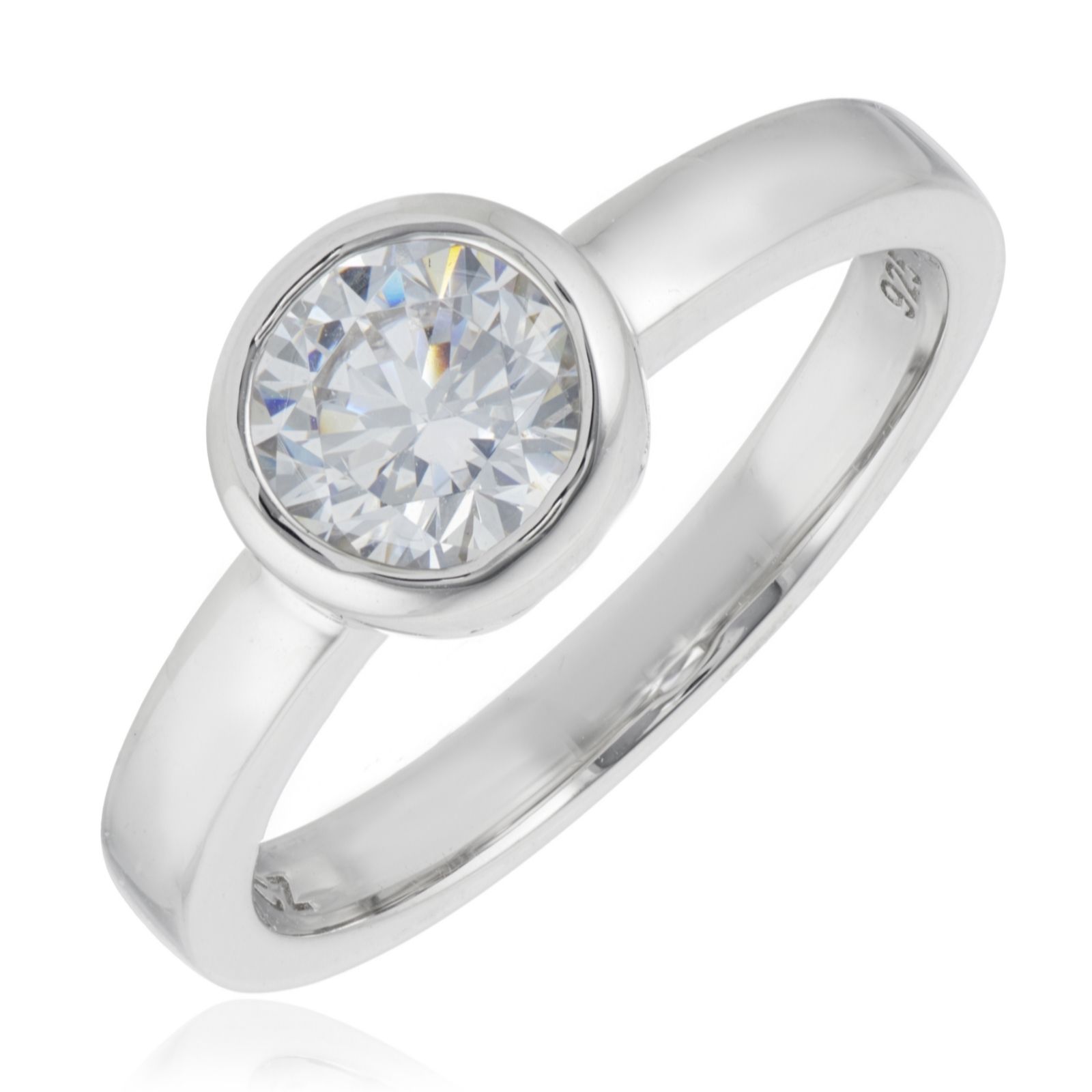 Diamonique 1.1ct Bezel Set Icon Solitaire Ring Sterling Silver