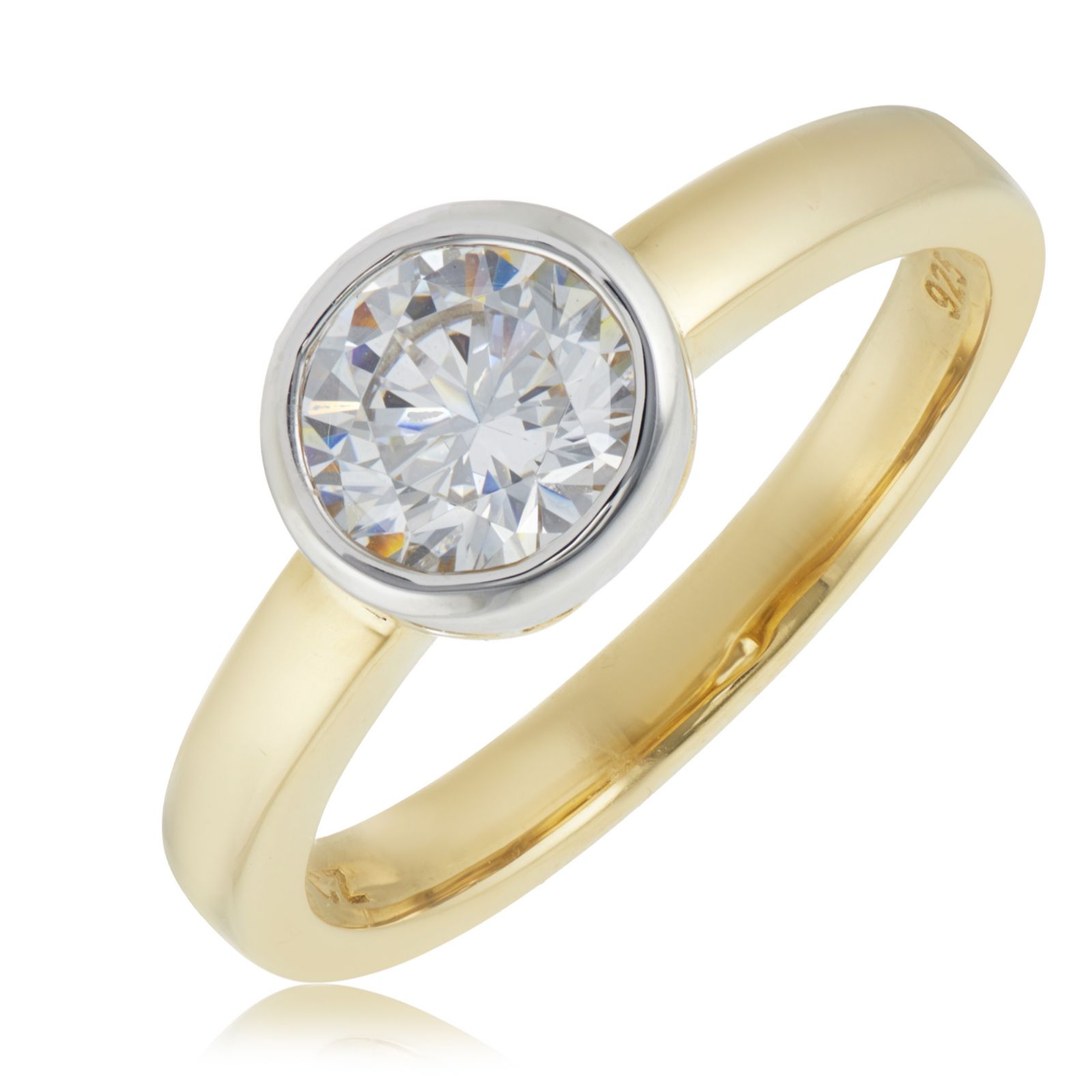 Diamonique 1.1ct Bezel Set Icon Solitaire Ring Sterling Silver