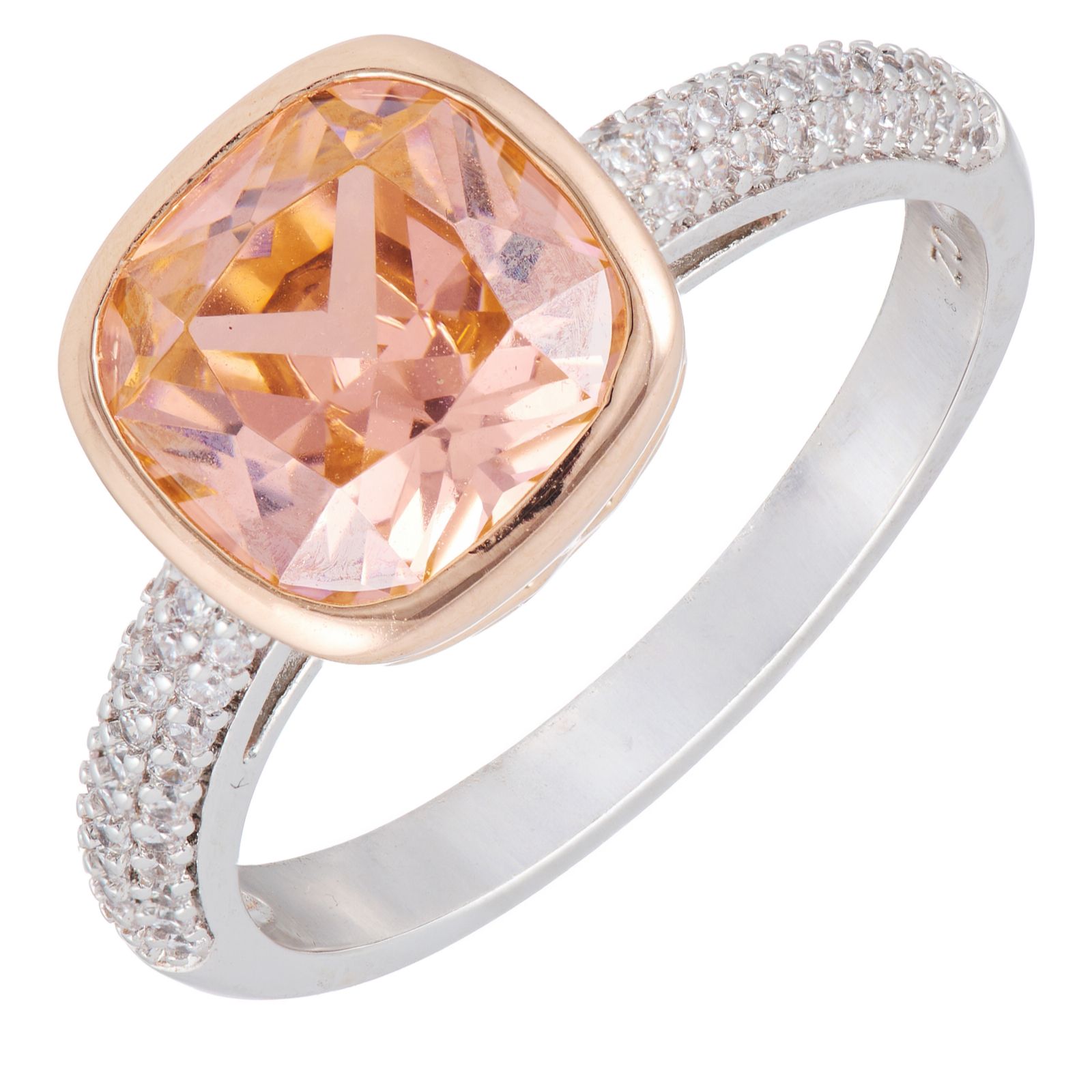 Diamonique Edit 3.8ct tw 2 Tone Solitaire Ring Sterling Silver