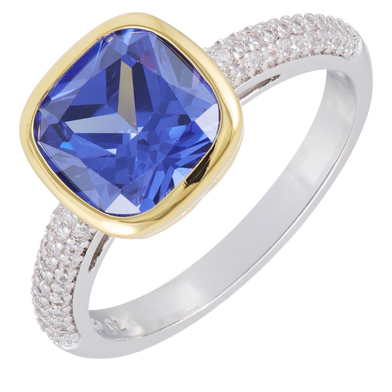 Diamonique Edit 3.8ct tw 2 Tone Solitaire Ring Sterling Silver
