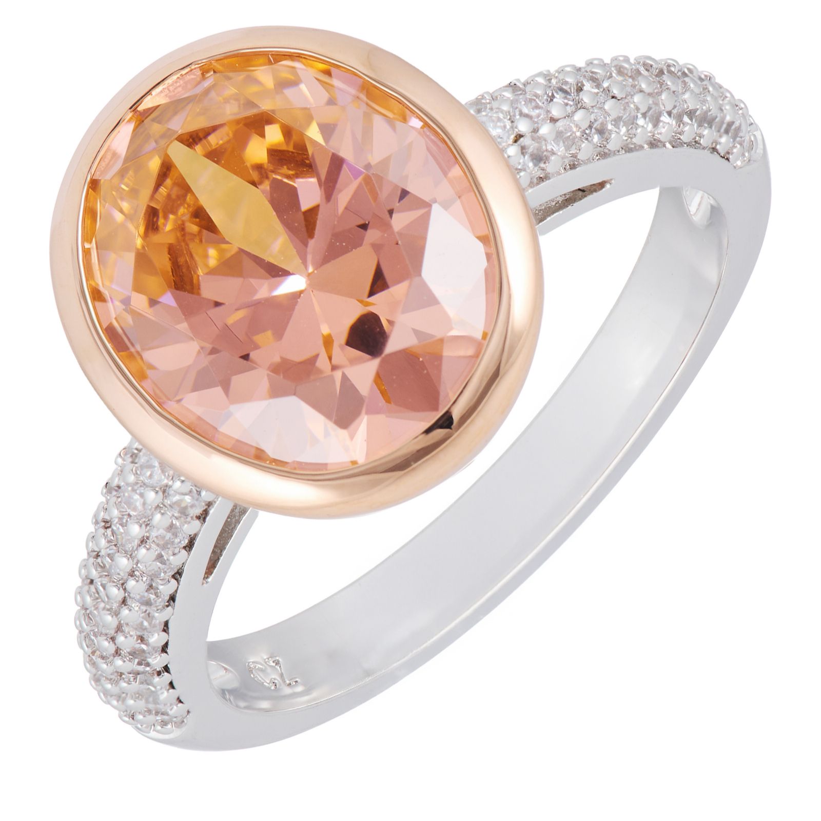 Diamonique Edit 3.8ct tw 2 Tone Solitaire Ring Sterling Silver