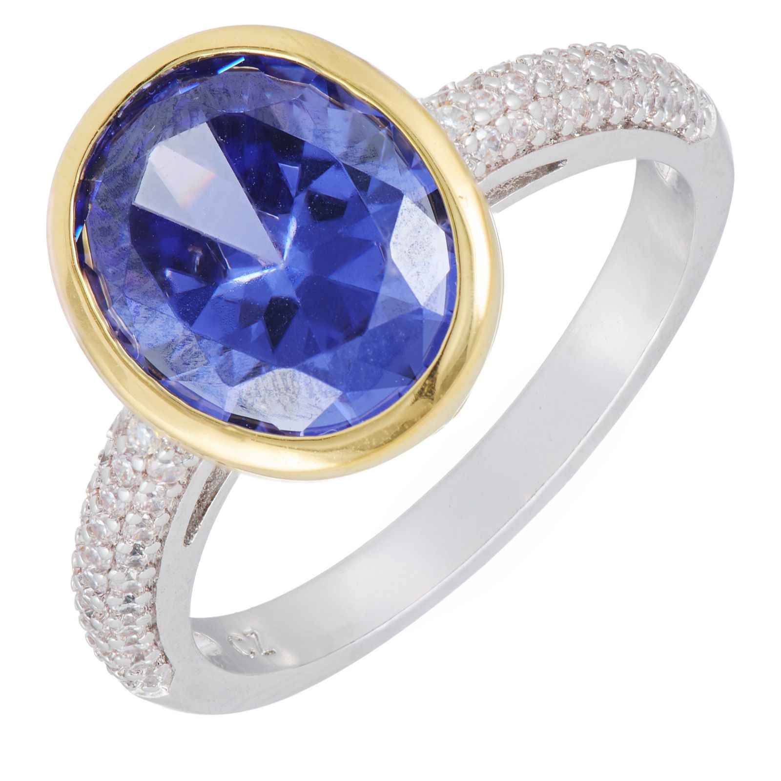 Diamonique Edit 3.8ct tw 2 Tone Solitaire Ring Sterling Silver