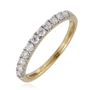 0.50ct H SI2 Fire Light Lab Grown Diamond Half Eternity Ring 18ct Gold - 345401