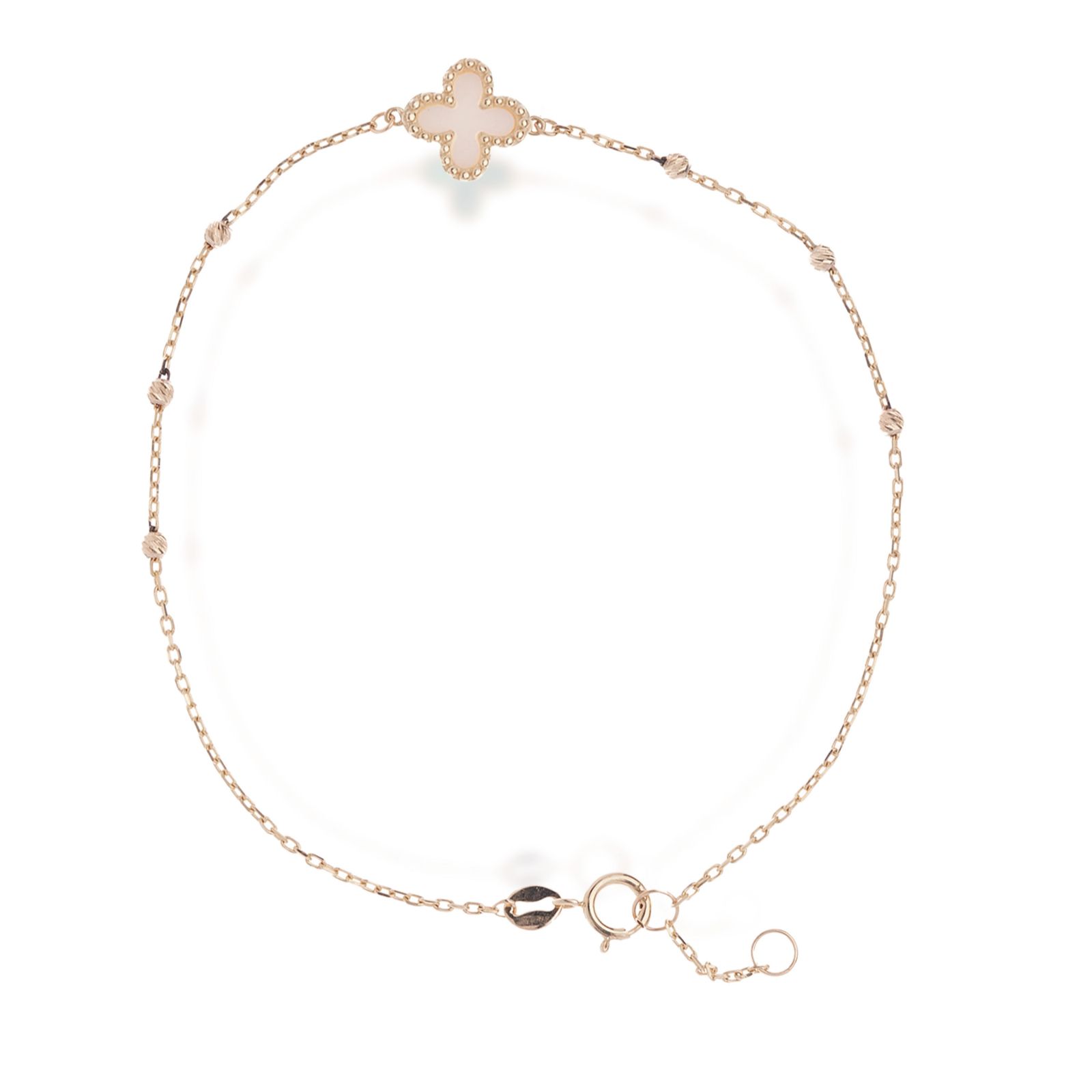 GOLD 9ct Clover Petal Ball Bracelet 0.95g