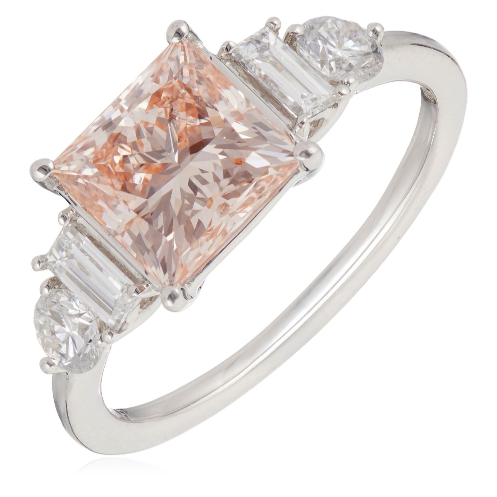 Fire Light 2.5ct Pink Lab Grown Diamond Princess Cut Ring Platinum