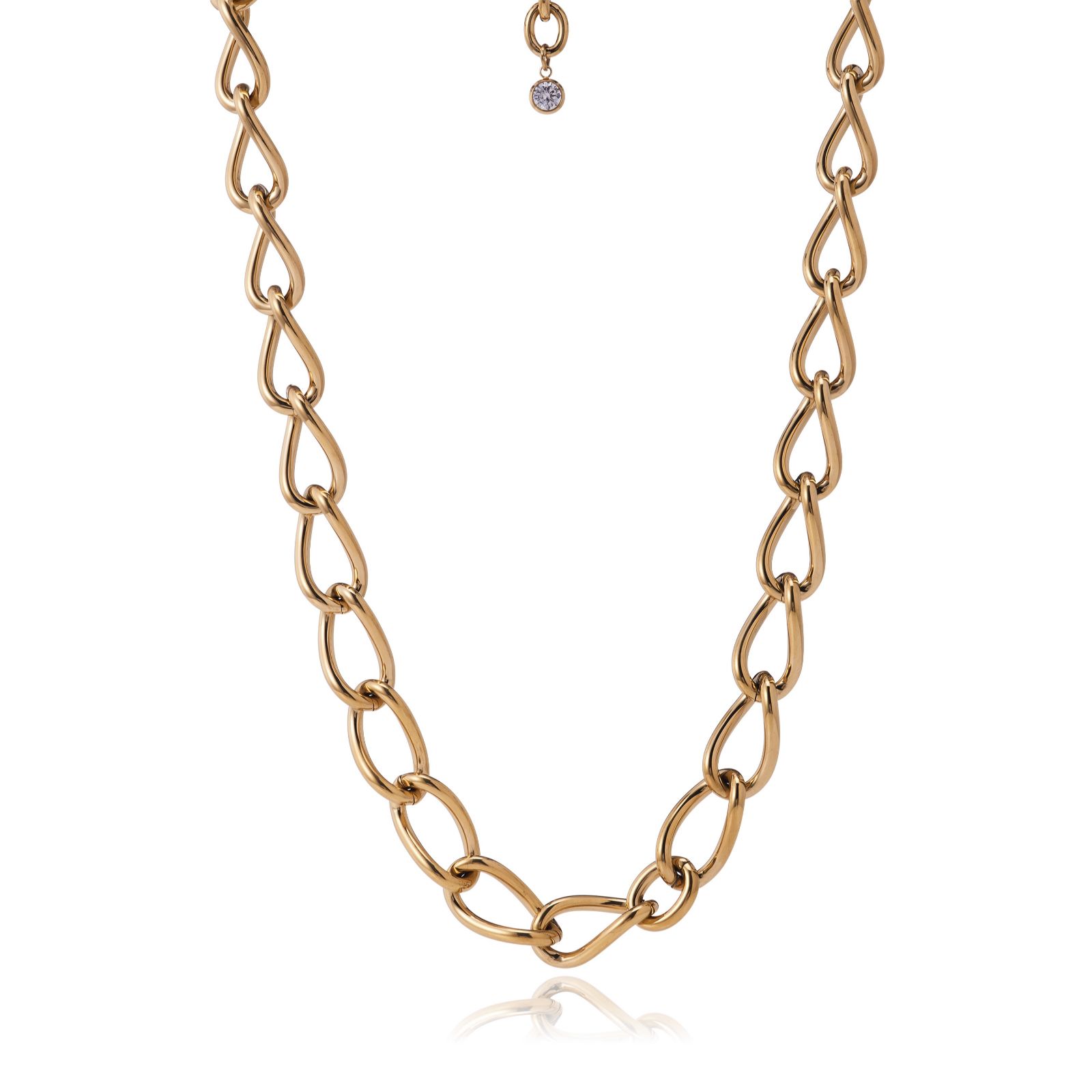 Steel by Diamonique Twisted Chunky Chain Link Necklace Stainless Steel