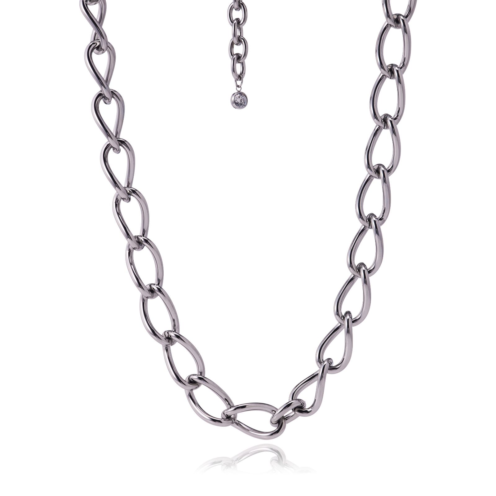 Steel by Diamonique Twisted Chunky Chain Link Necklace Stainless Steel