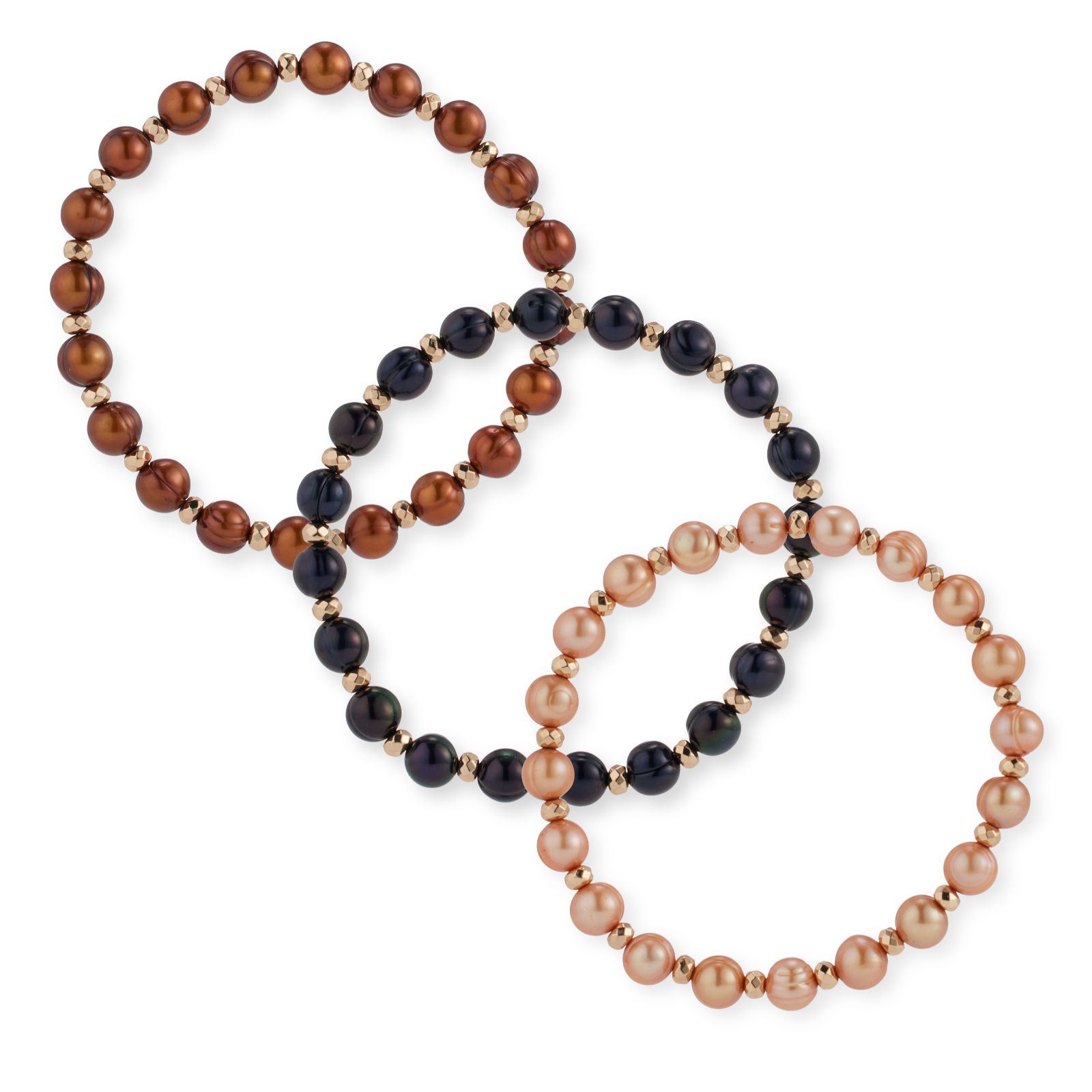 Lara Pearl 7-8mm Set of 3 Stretch Bracelets