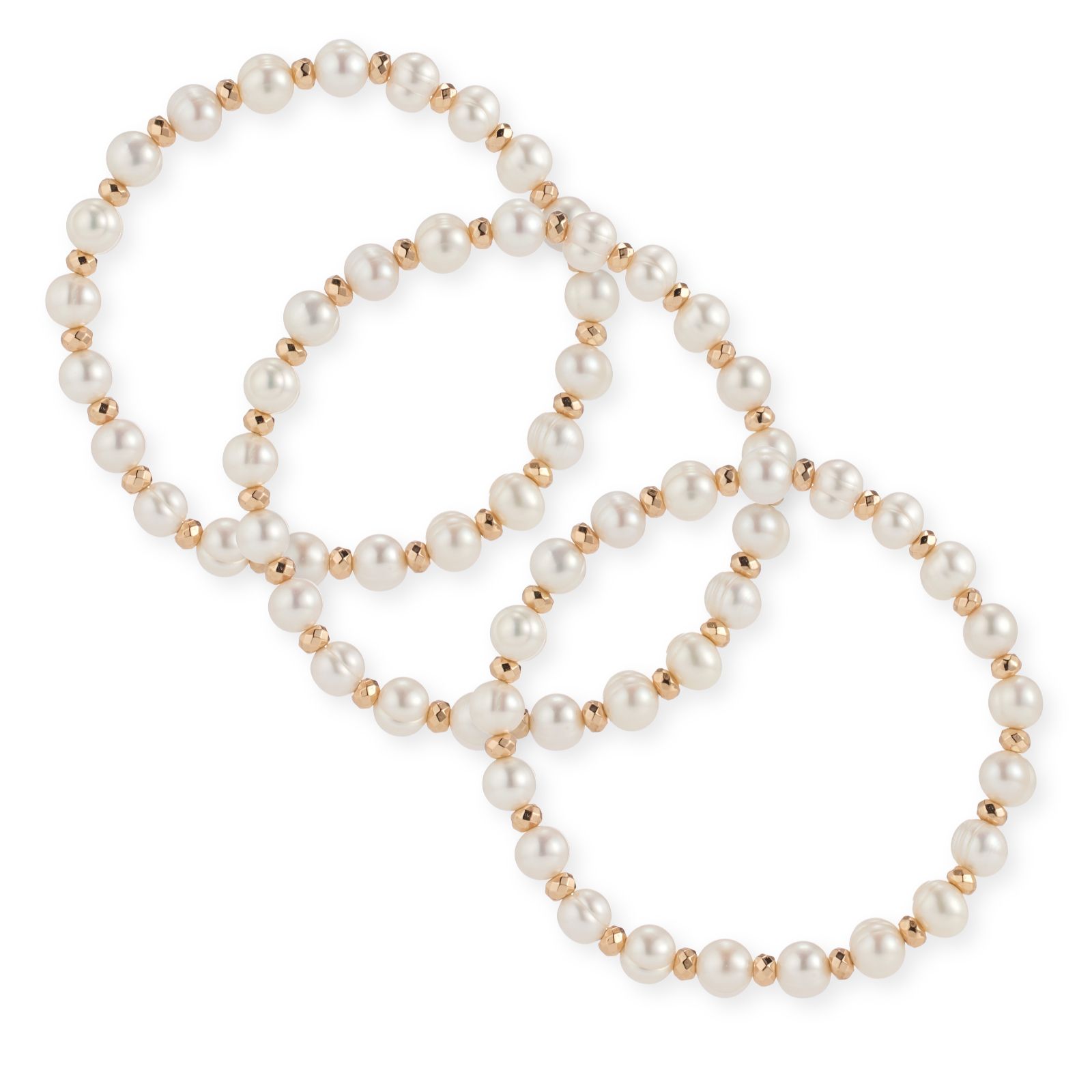 Lara Pearl 7-8mm Set of 3 Stretch Bracelets