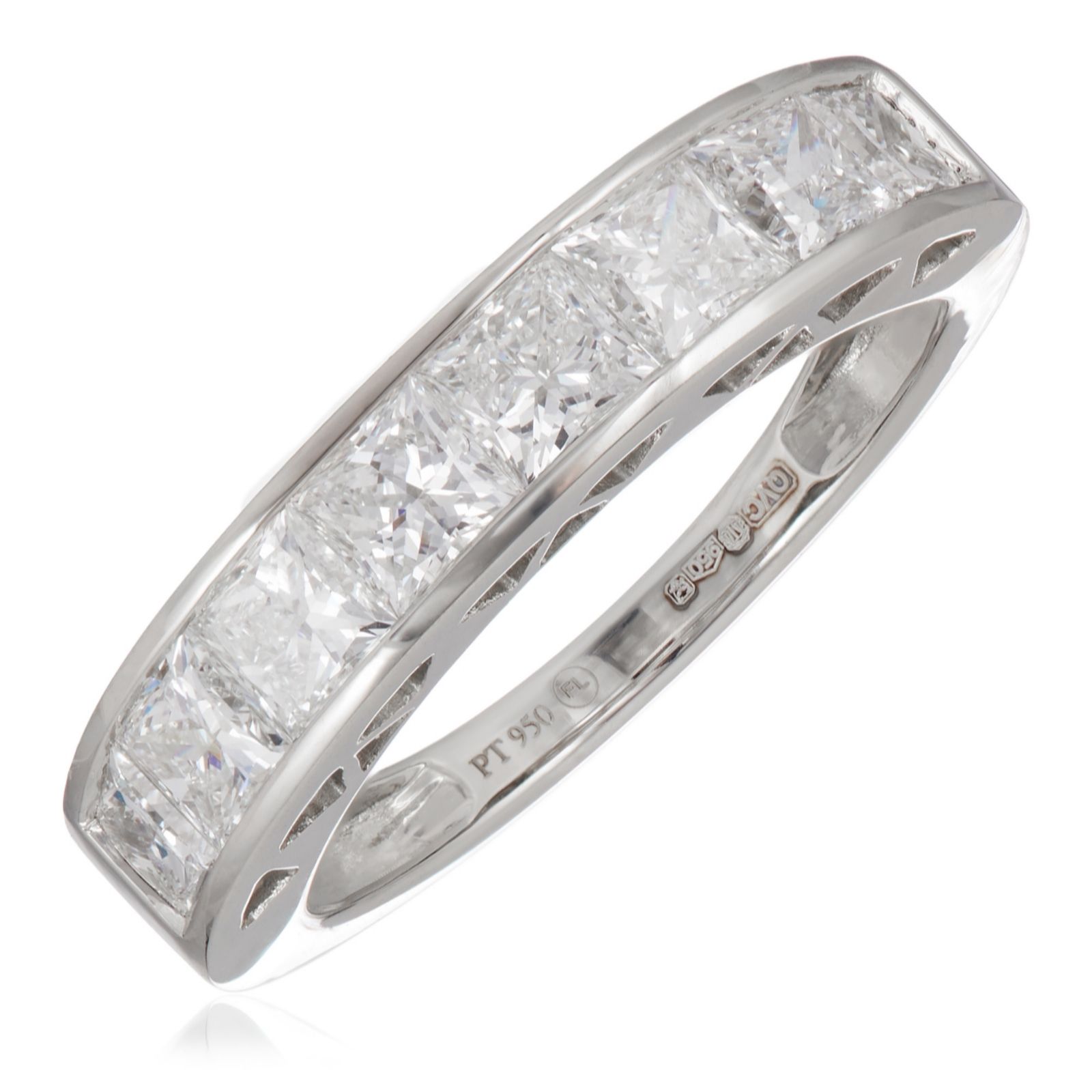 Fire Light 2ct Lab Grown Diamond Princess Cut Eternity Ring Platinum