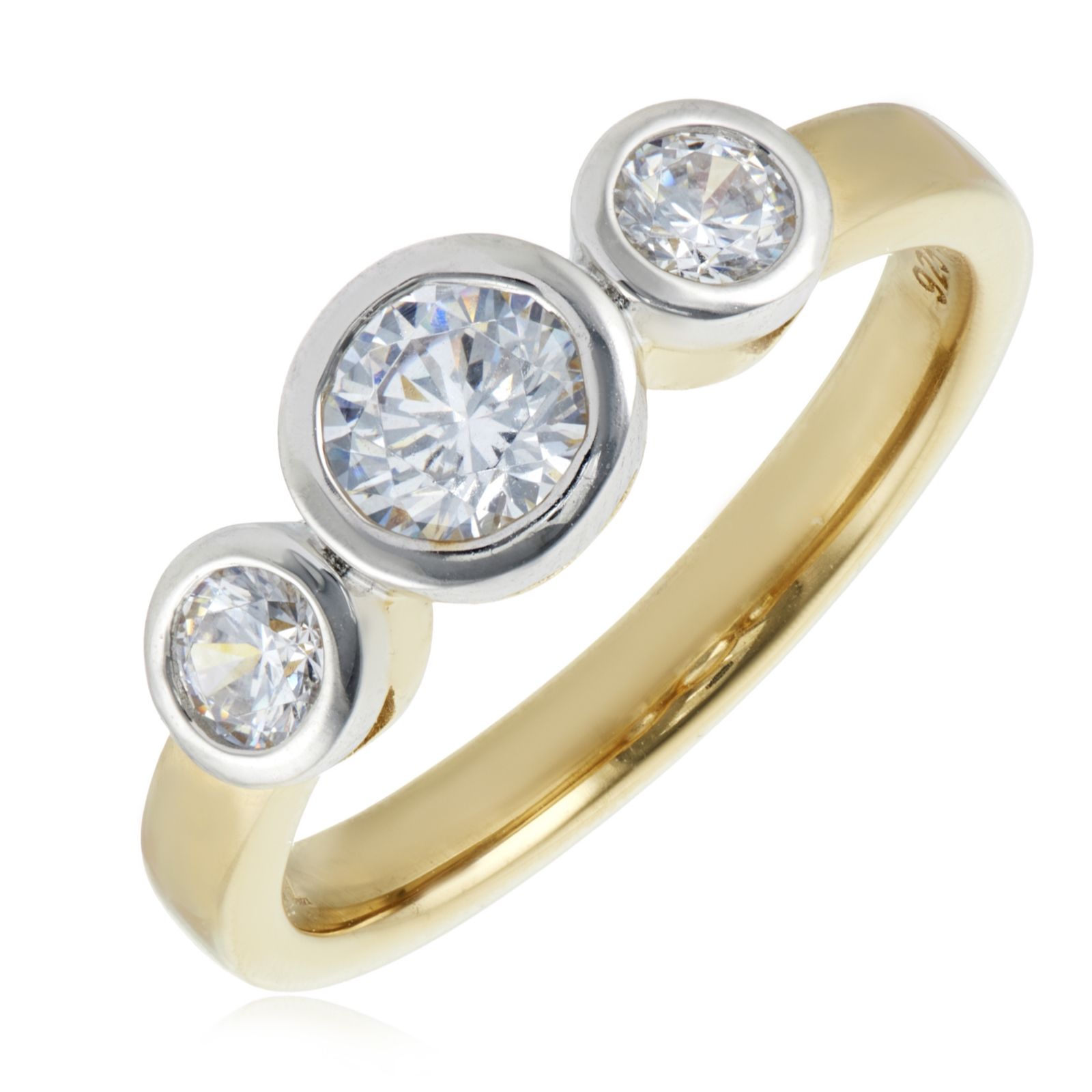 Diamonique 0.92ct Bezel Set Icon Trilogy Ring Sterling Silver
