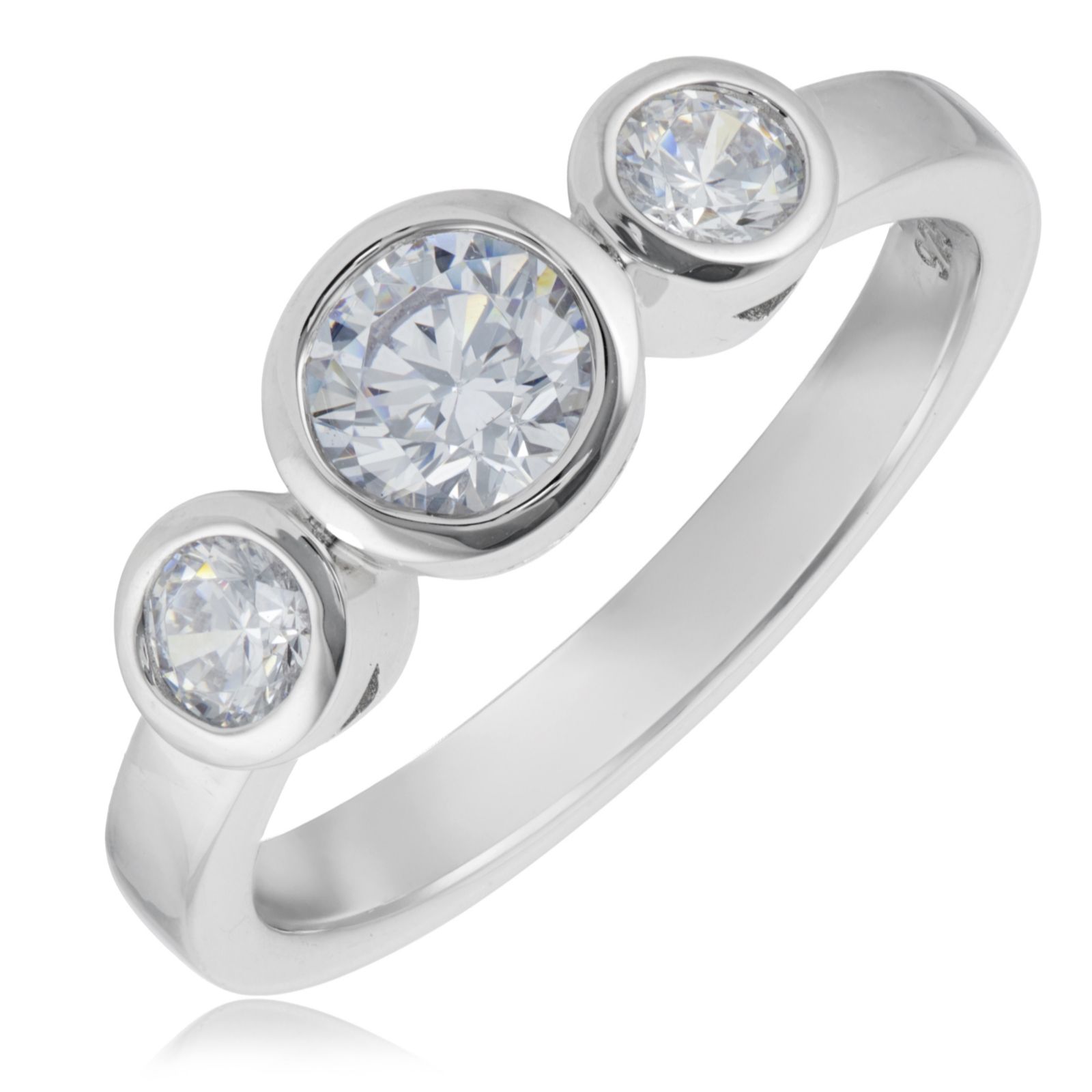 Diamonique 0.92ct Bezel Set Icon Trilogy Ring Sterling Silver