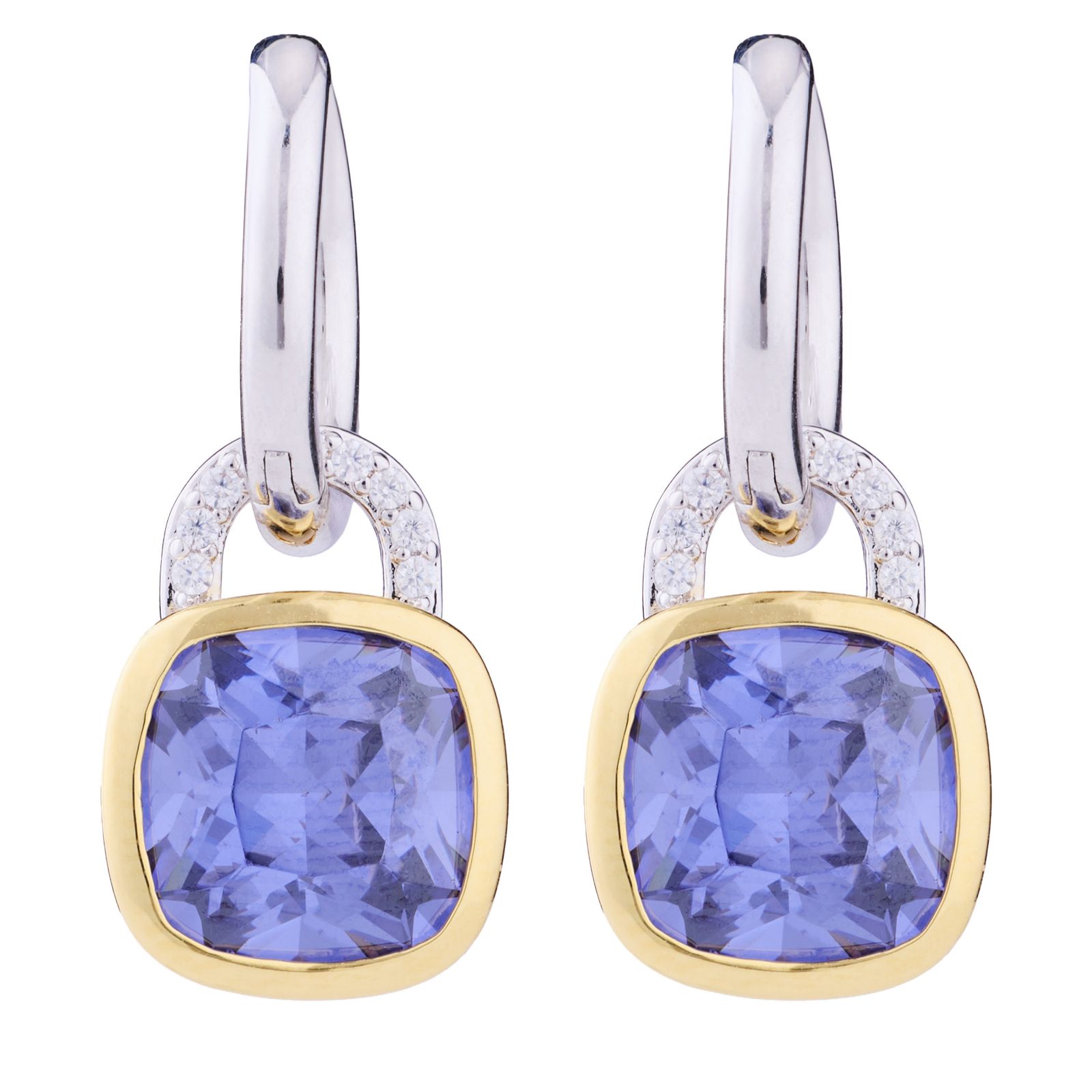 Diamonique Edit 5ct tw 2 Tone Leverback Earrings Sterling Silver