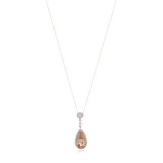 2.25ct Morganite Pear Cut & 0.33ct Diamond Pendant & 45cm Chain 9ct Gold