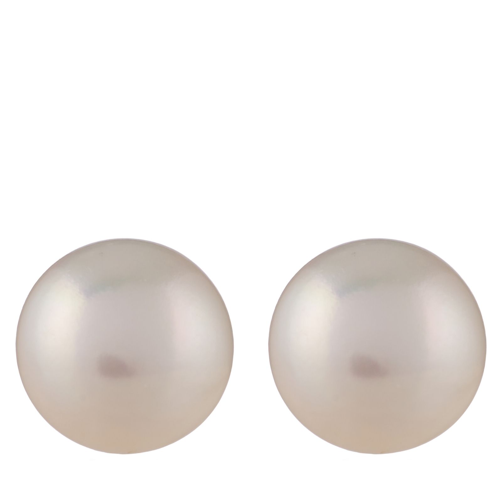 Lara Pearl 10mm Button Stud Earrings Stainless Steel