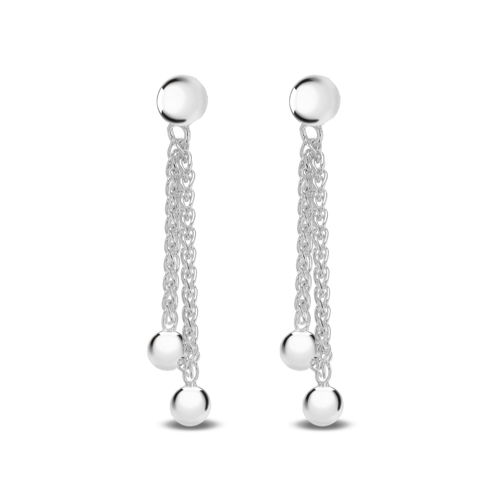 Faith & Brown Italian Crafted Sterling Silver Tassel & Ball Drop Earrings 40mm