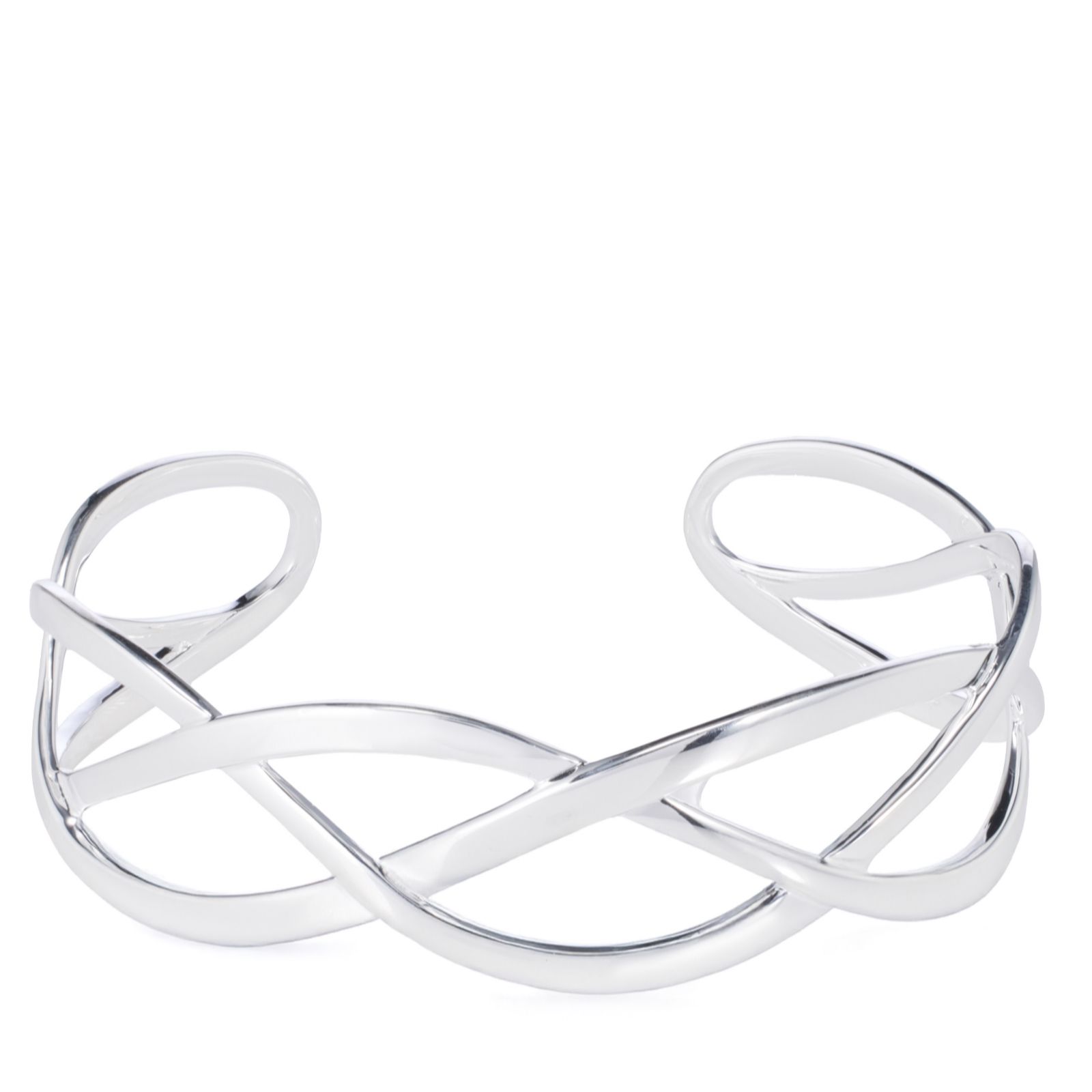 Nina B Loose Plait Cuff Bangle Sterling Silver