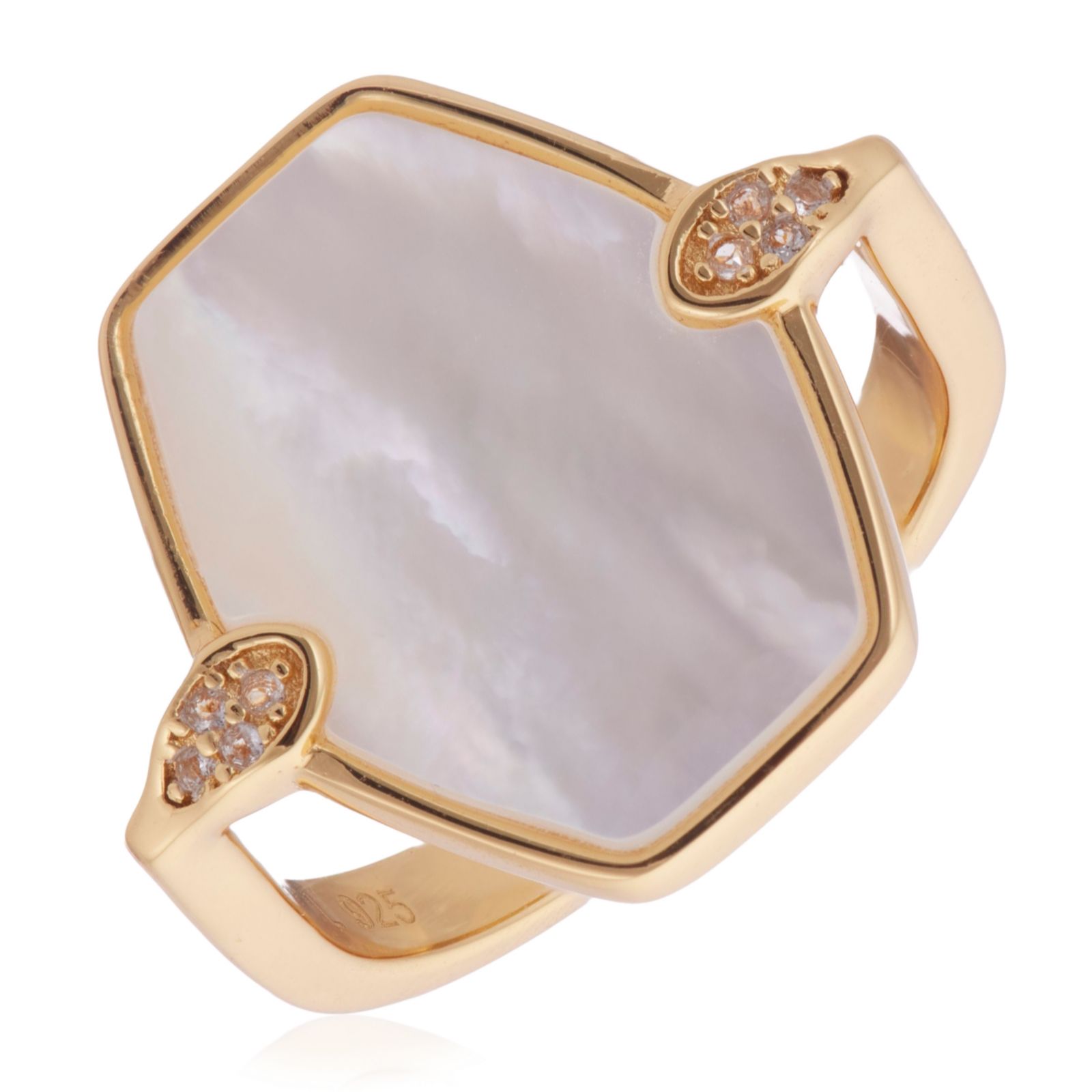 Lara Pearl Mother of Pearl Hexagon Ring Sterling Silver
