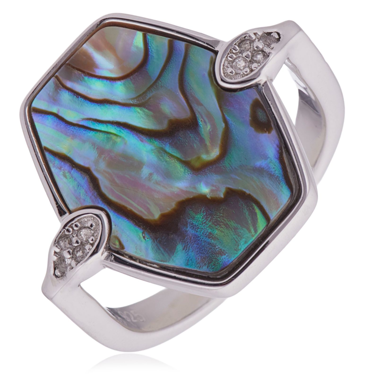 Lara Pearl Mother of Pearl Hexagon Ring Sterling Silver