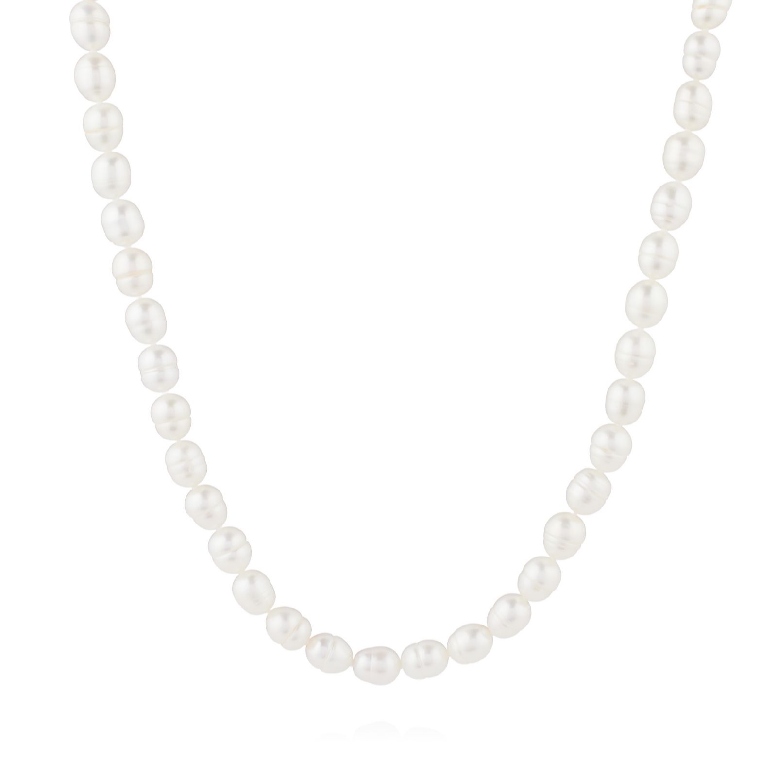 Lara Pearl Mother of Pearl Padlock & Key 7-9mm Ringed Oval Pearl Necklace