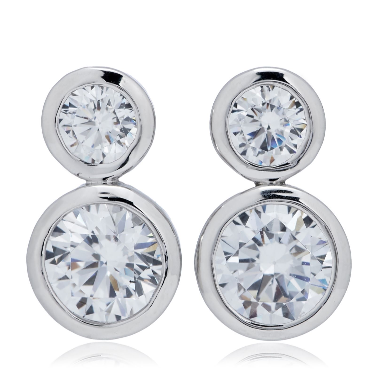 Diamonique 1.52ct Bezel Set Icon Stud Earrings Sterling Silver