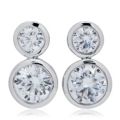 Diamonique 1.52ct Bezel Set Icon Stud Earrings Sterling Silver