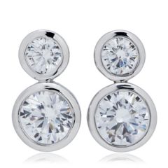 Diamonique 1.52ct Bezel Set Icon Stud Earrings Sterling Silver