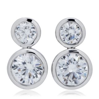 Diamonique 1.52ct Bezel Set Icon Stud Earrings Sterling Silver