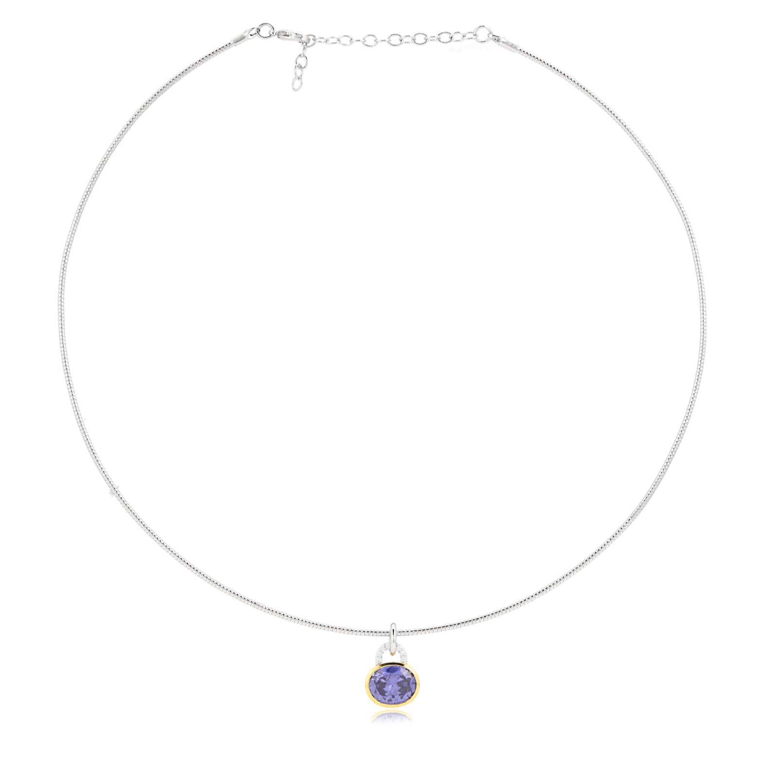 Diamonique Edit 3.5ct tw 2 Tone Pendant & Chain Sterling Silver