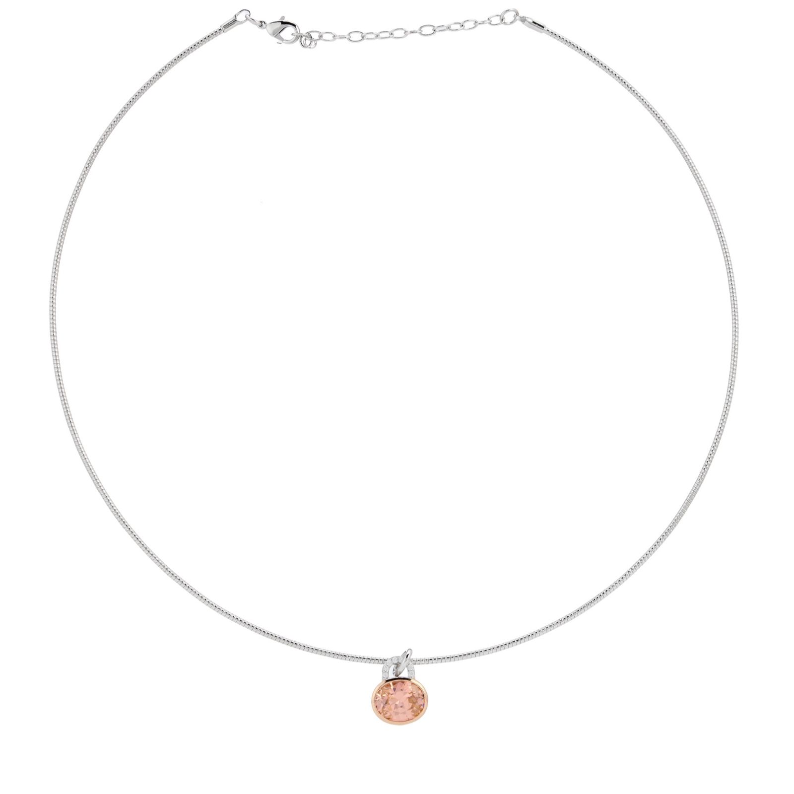 Diamonique Edit 3.5ct tw 2 Tone Pendant & Chain Sterling Silver