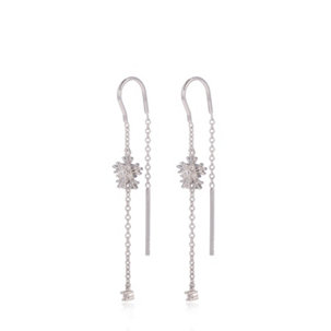Diamonique 0.2ct tw Snowflake Thread Through Earrings Sterling Silver - 317003