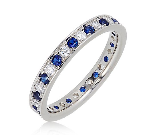 Diamonique 0.6ct tw Channel Set Eternity Ring Sterling Silver