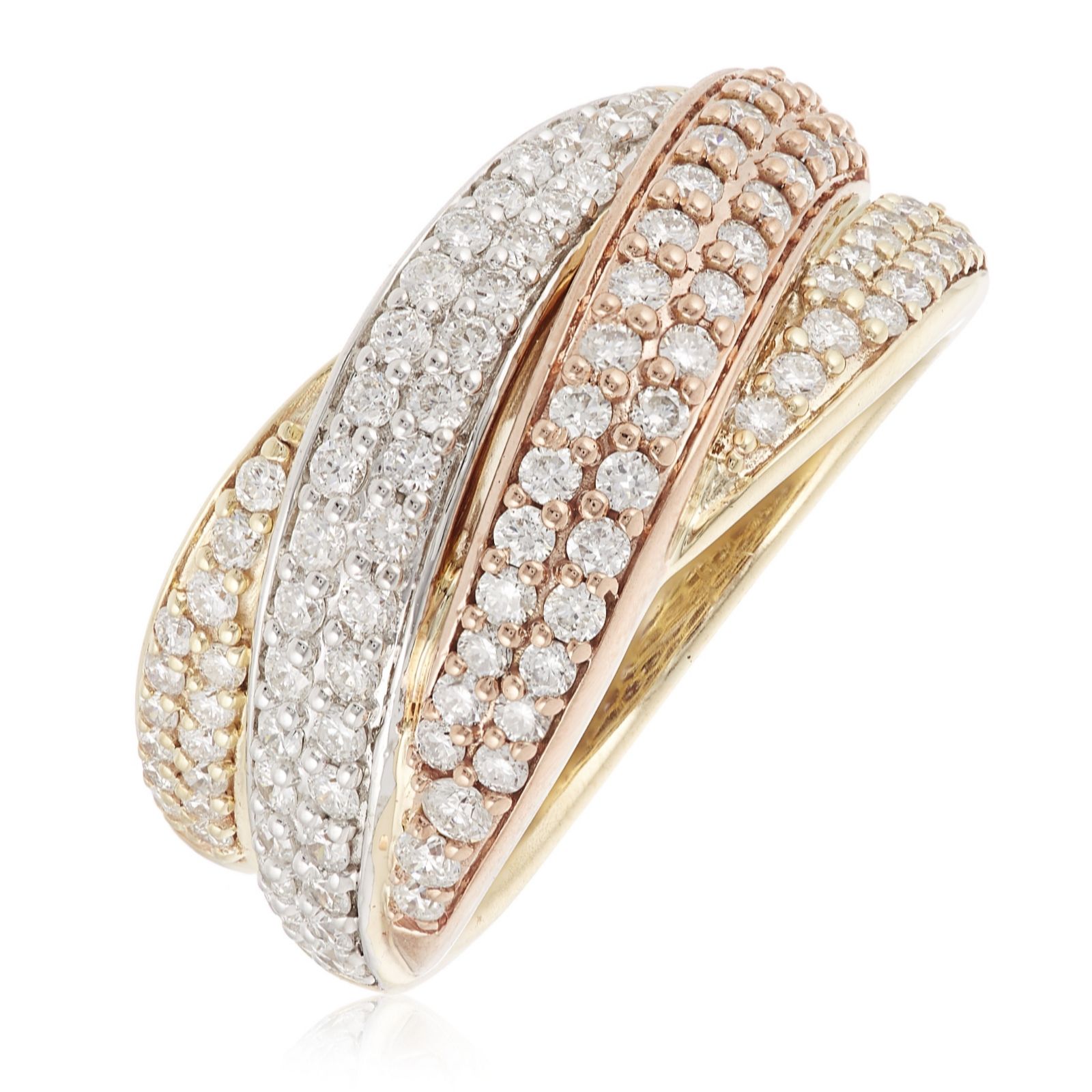 1.00ct Diamond Pave Crossover Ring 9ct Gold