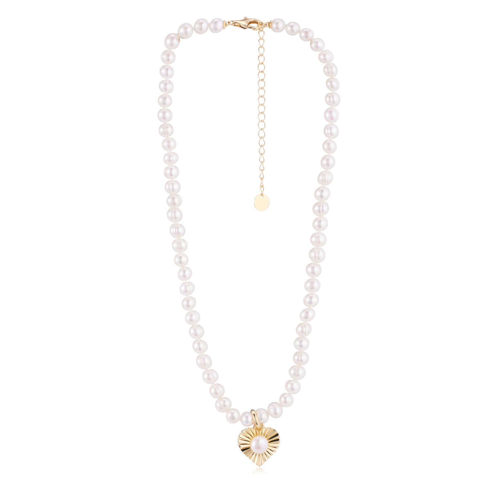 Lara Pearl Cultured Pearl Sunray Brass Motif Necklace