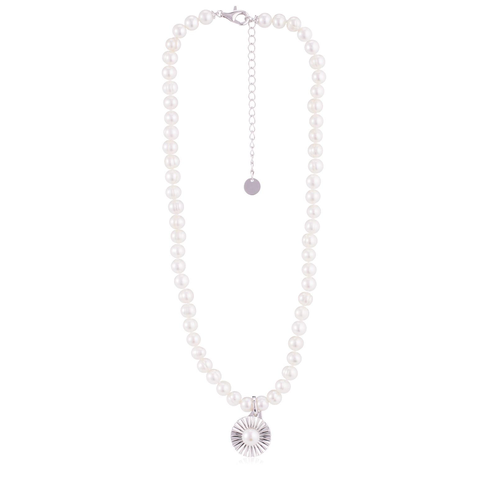 Lara Pearl Cultured Pearl Sunray Brass Motif Necklace