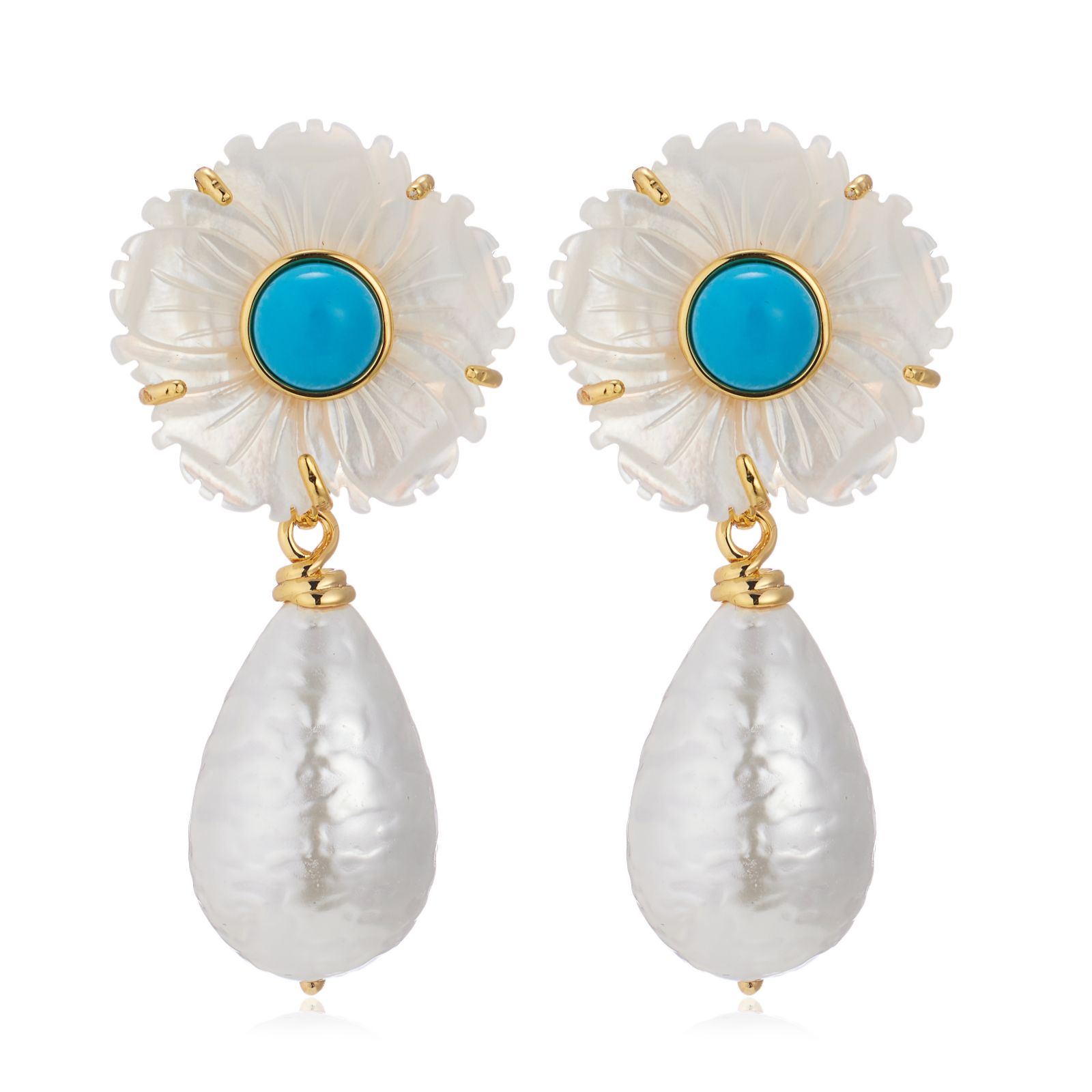 Butler & Wilson Shell Flower Earrings