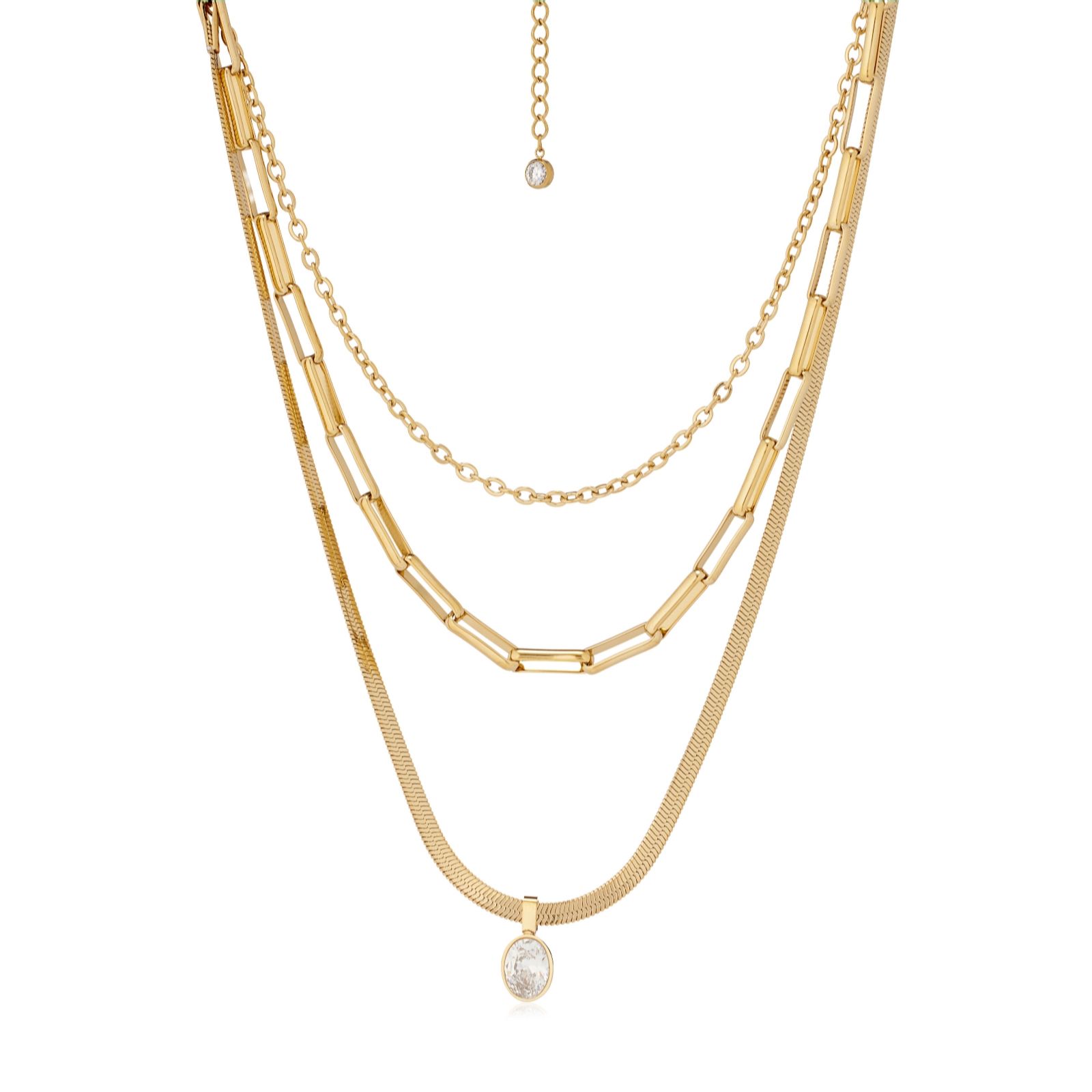 Steel by Diamonique Multi Row Necklace Stainless Steel