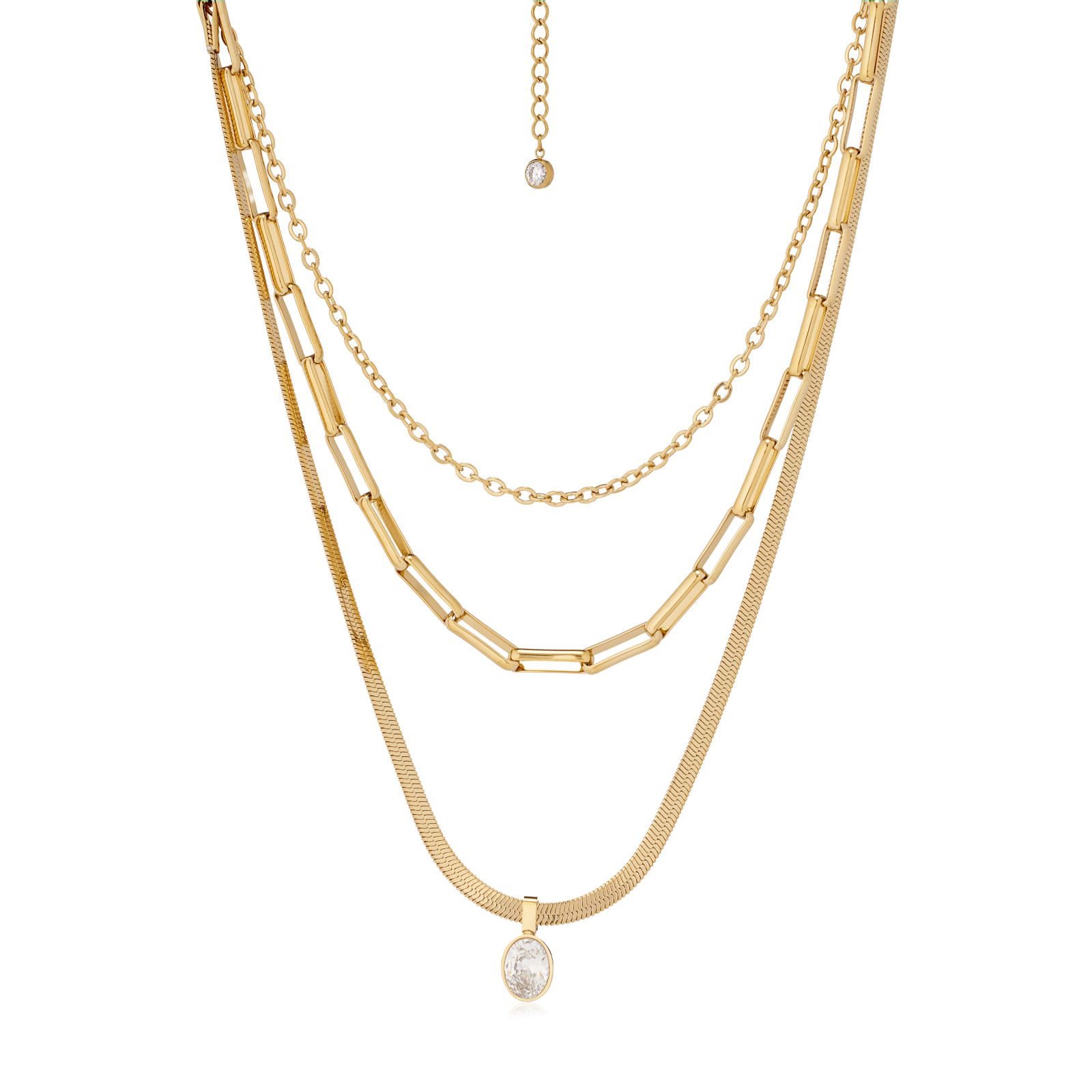 Steel by Diamonique Multi Row Necklace Stainless Steel