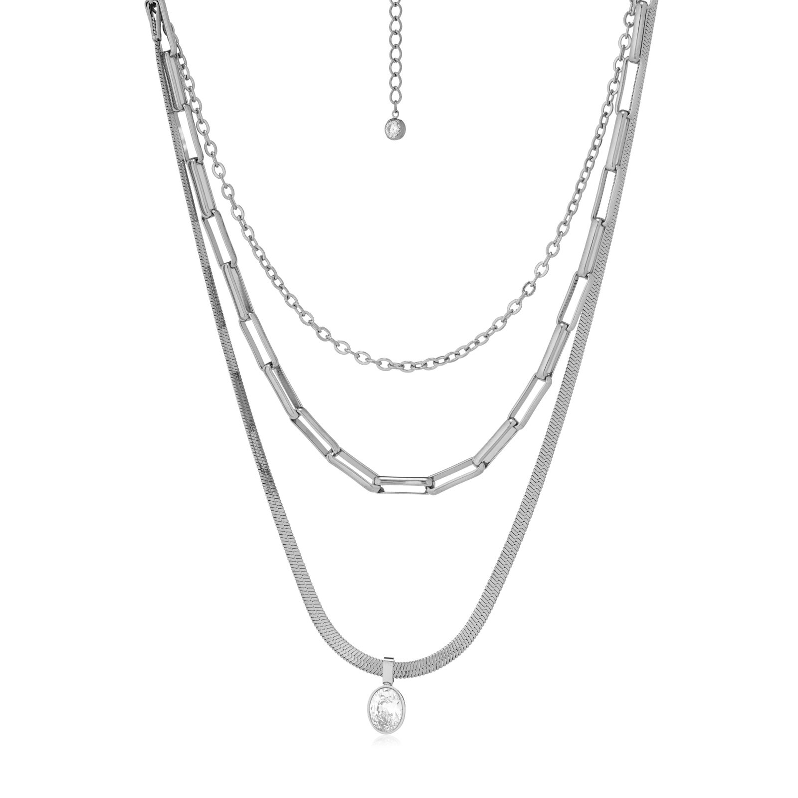 Steel by Diamonique Multi Row Necklace Stainless Steel