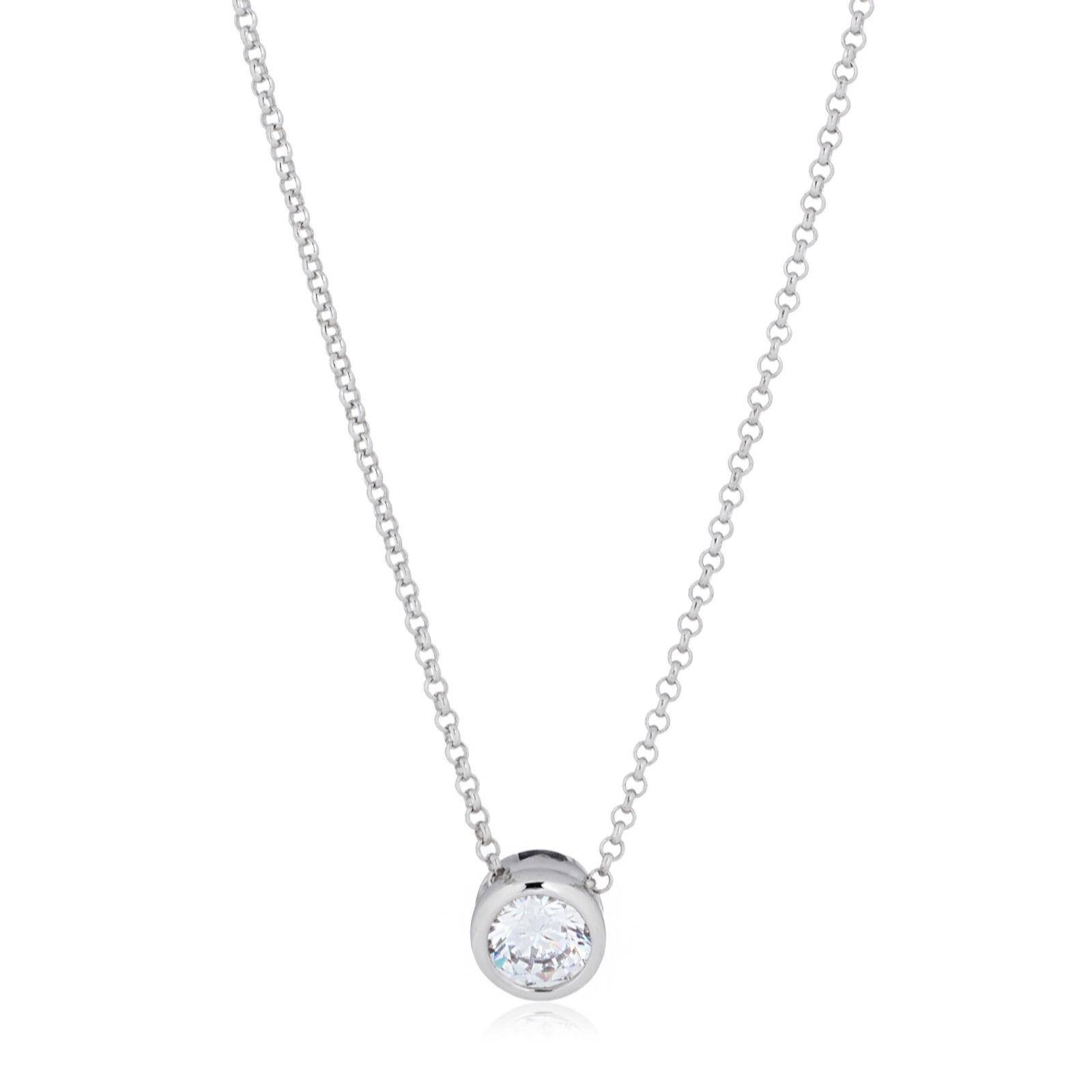 Diamonique 1.1ct Bezel Set Icon Pendant Necklace Sterling Silver