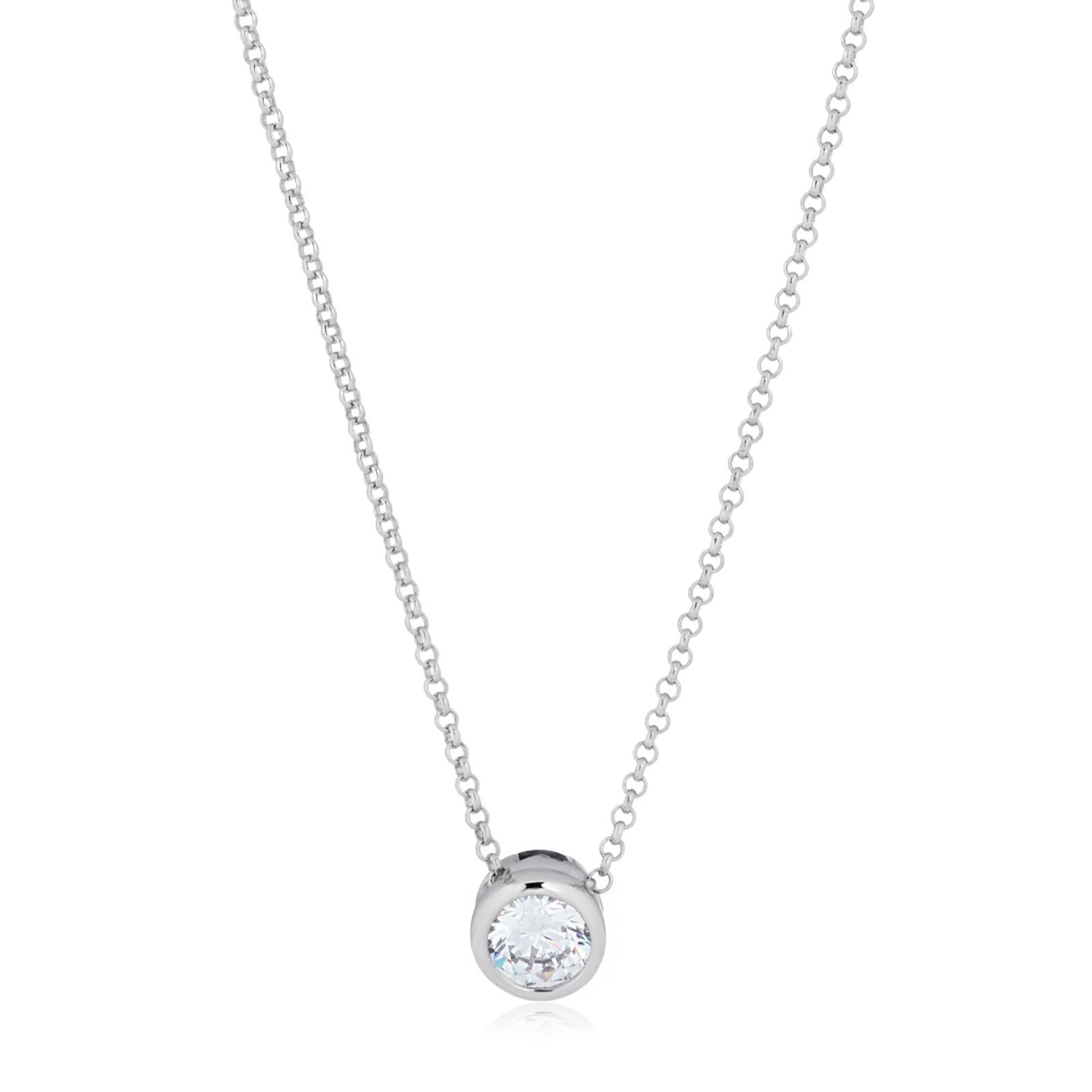Diamonique 1.1ct Bezel Set Icon Pendant Necklace Sterling Silver