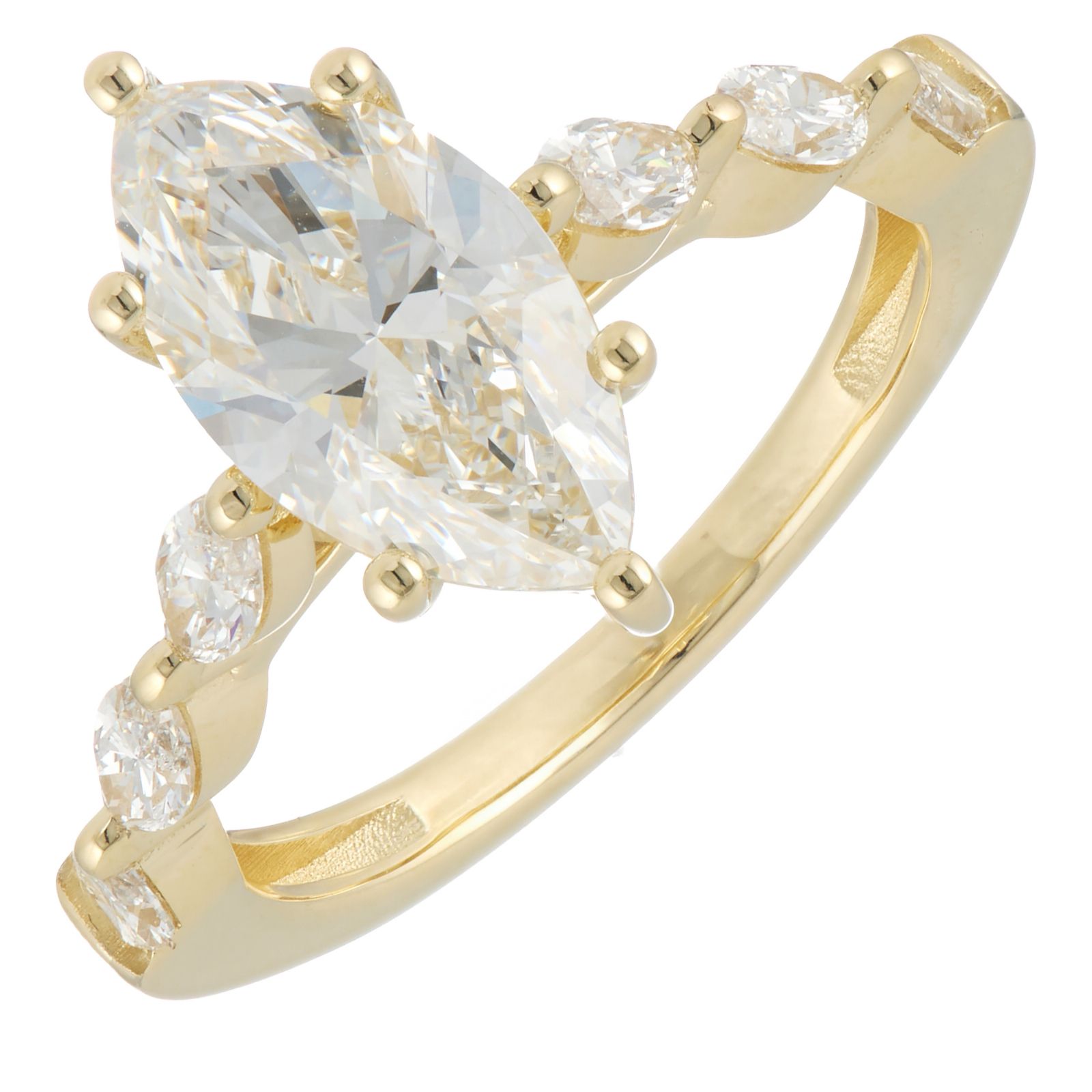 Fire Light 2.6ct Lab Grown Diamond Marquise Cut Solitaire Band Ring 9ct Gold