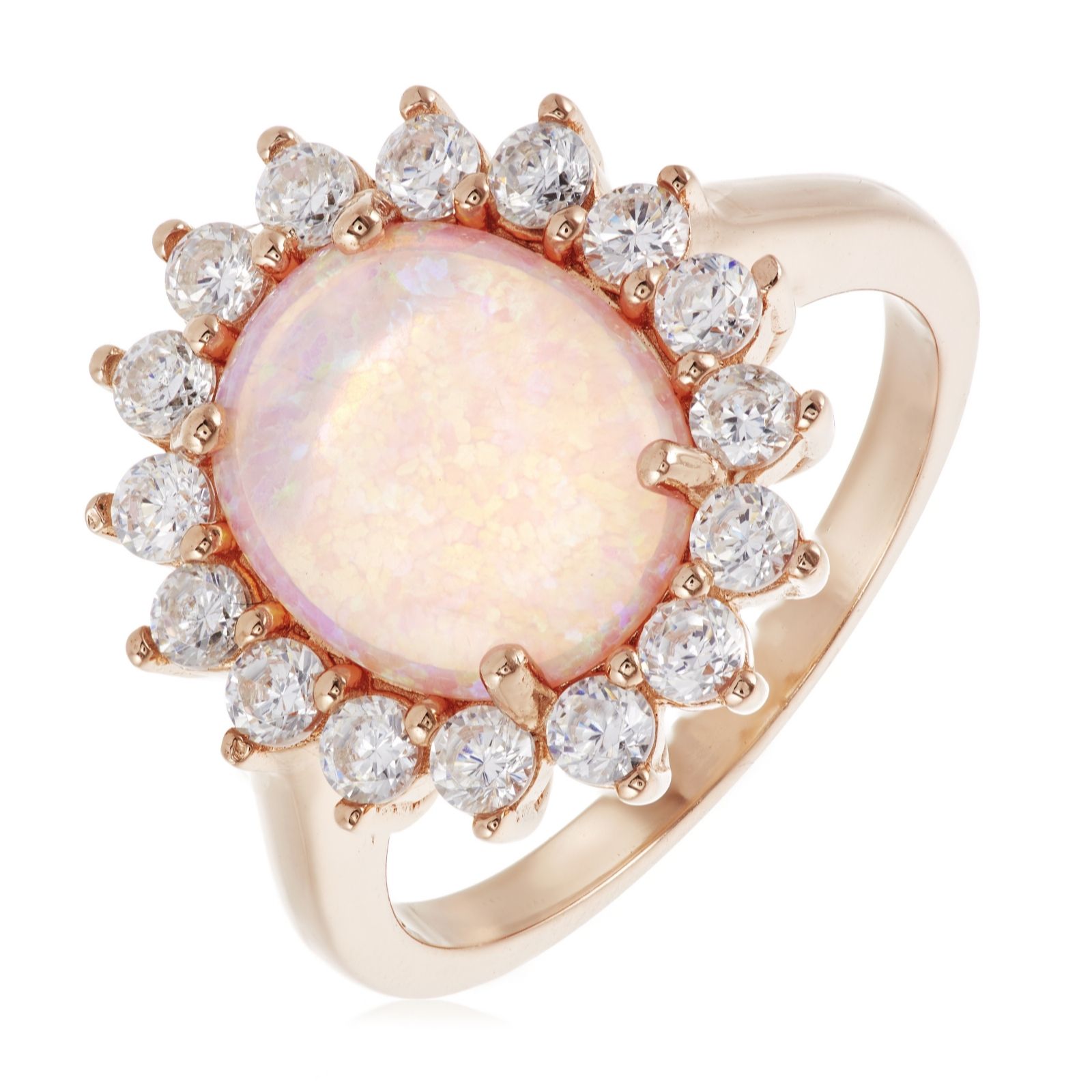 Diamonique 0.8ct tw Cluster Opal Ring Sterling Silver - QVC UK