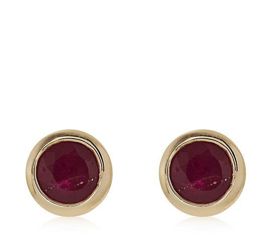 0.50ct Ruby Round Bezel Stud Earrings 9ct Gold
