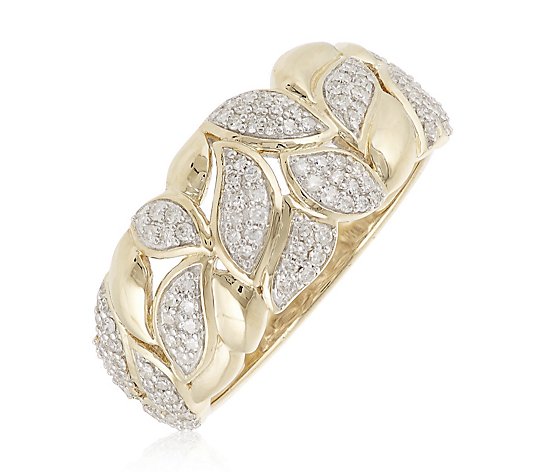0.33ct Diamond Floral Design Band Ring 9ct Gold