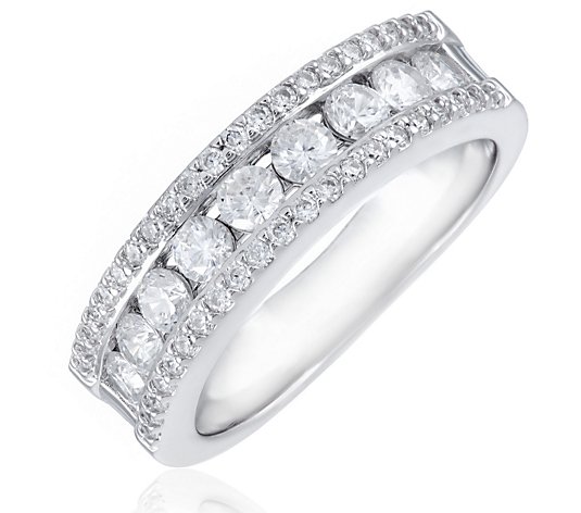 Diamonique 1.3ct 3 Row Eternity Ring Sterling Silver