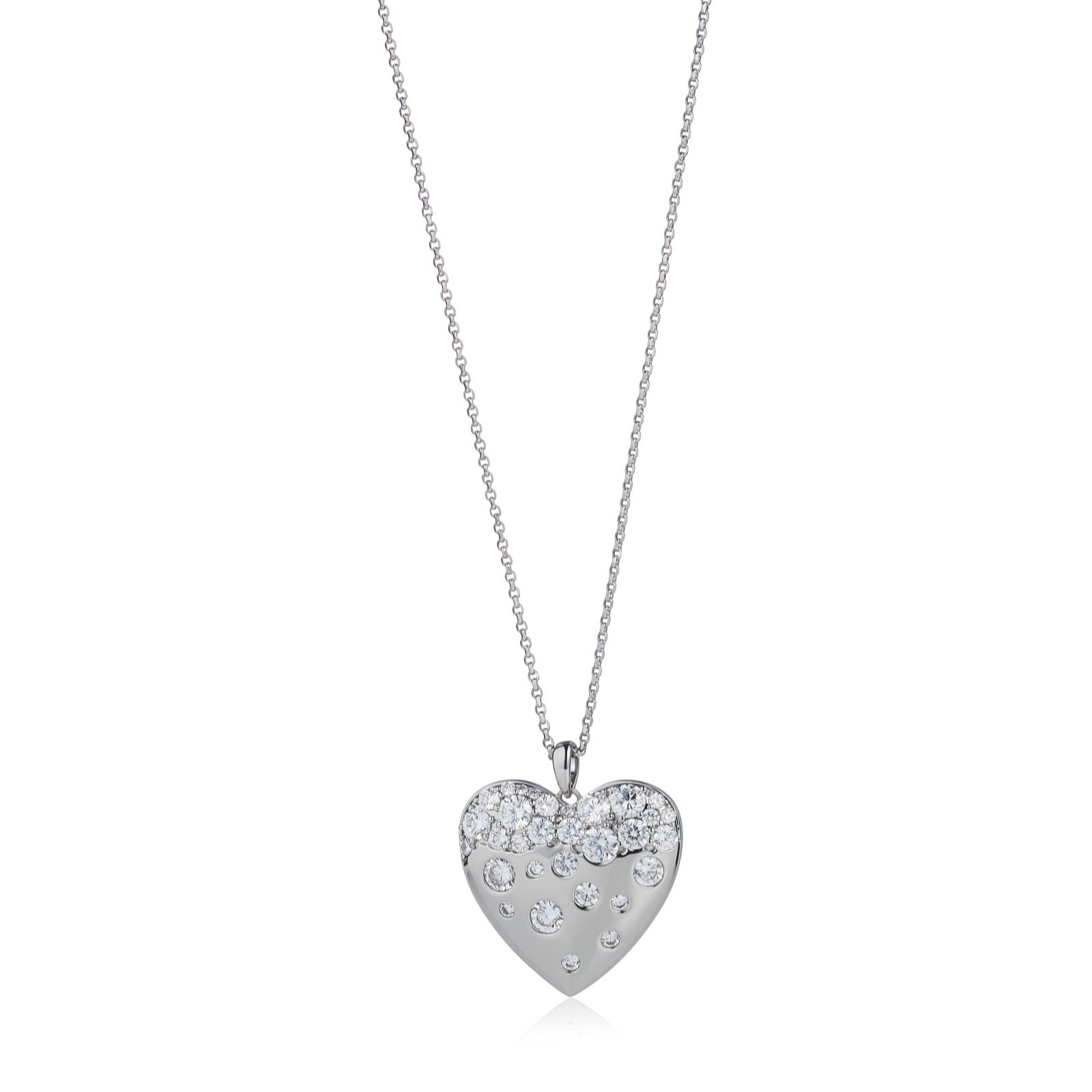 Brenda Edwards Diamonique Mixed Pave Heart Pendant & Chain - QVC UK