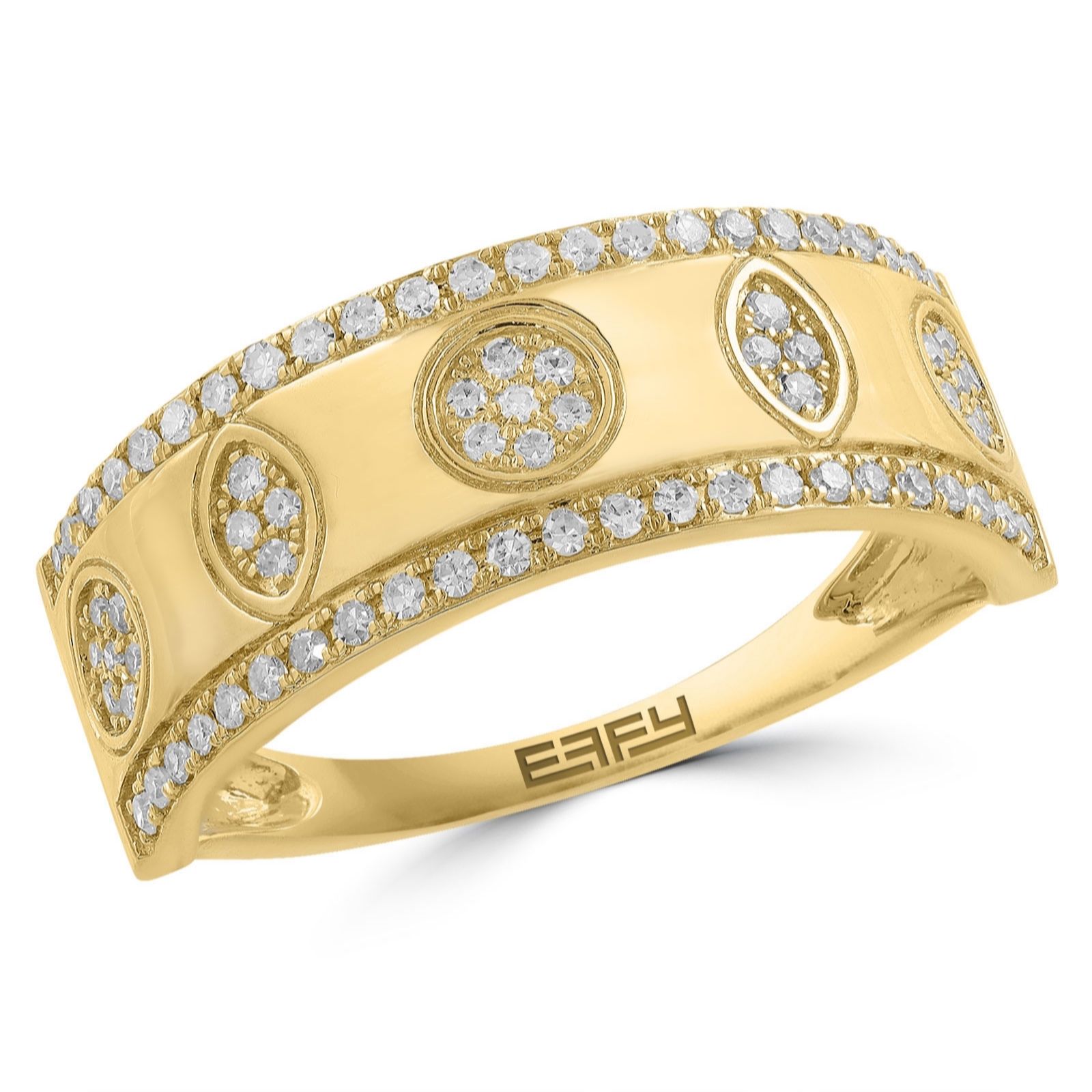 Effy 0.27ct Diamond Pave Bezel Set Band Ring 14ct Gold