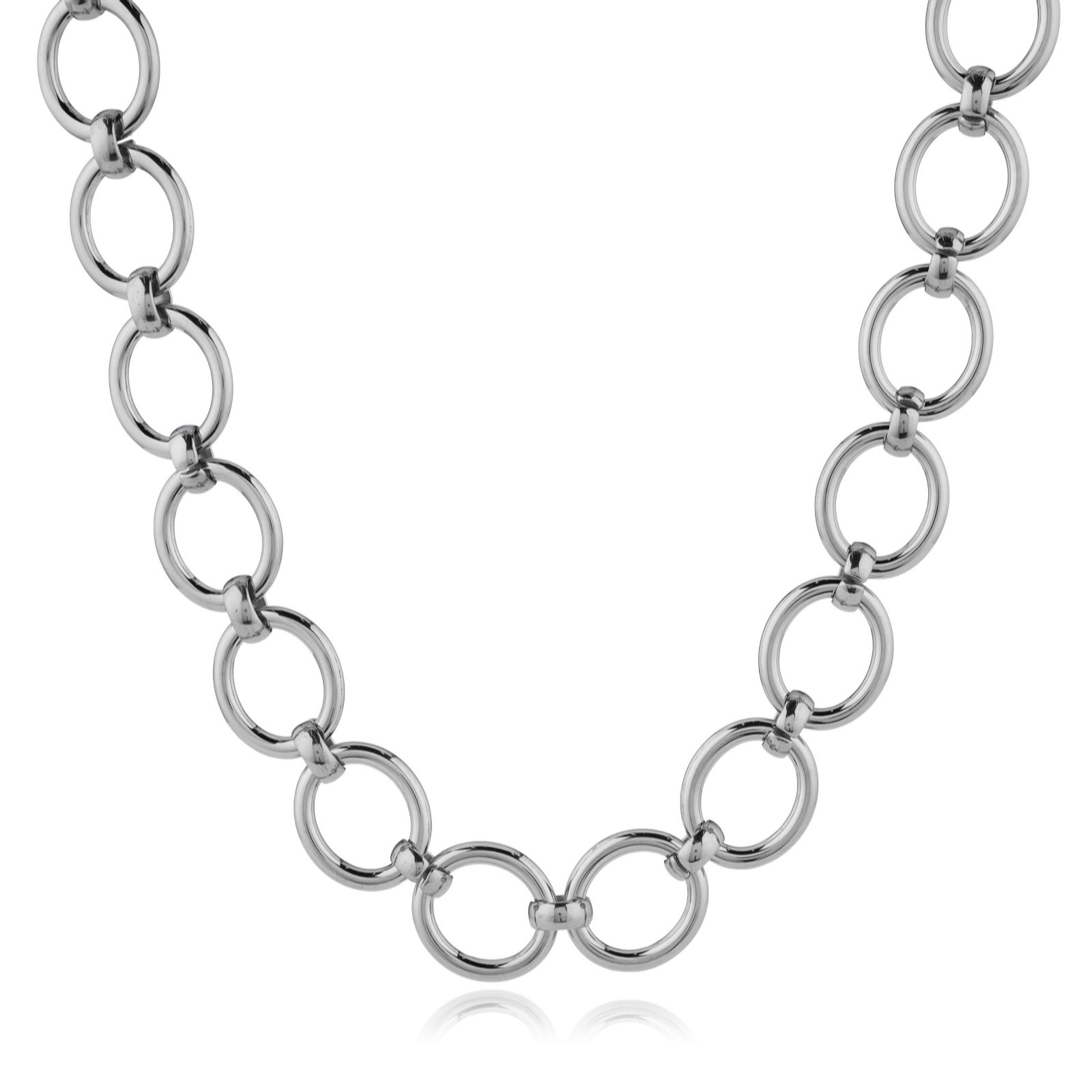 Steel by Diamonique Circle Link Chain Necklace Stainless Steel