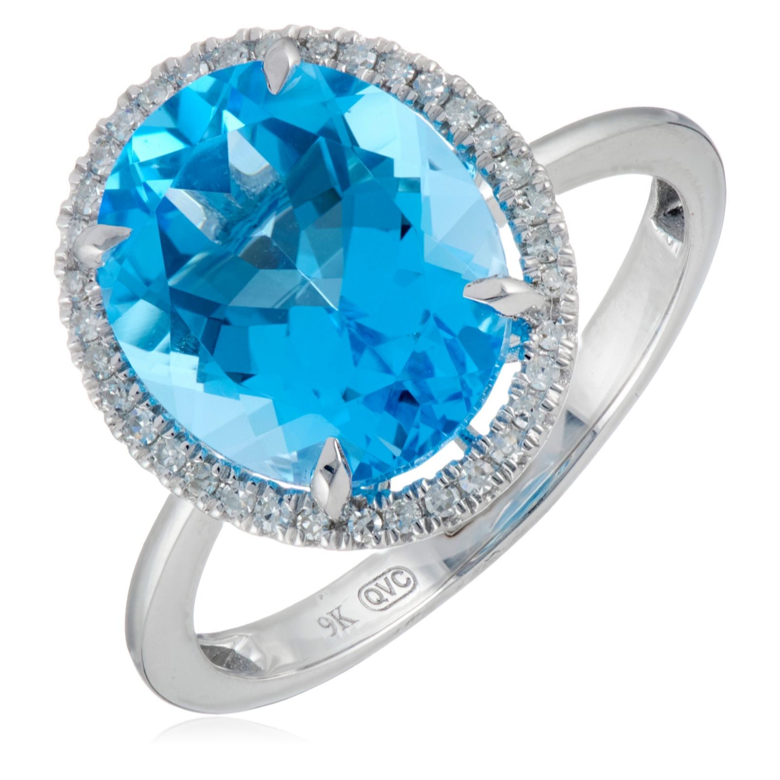 Oisha Semi Precious Gemstone & Diamond Oval Ring 9ct Gold